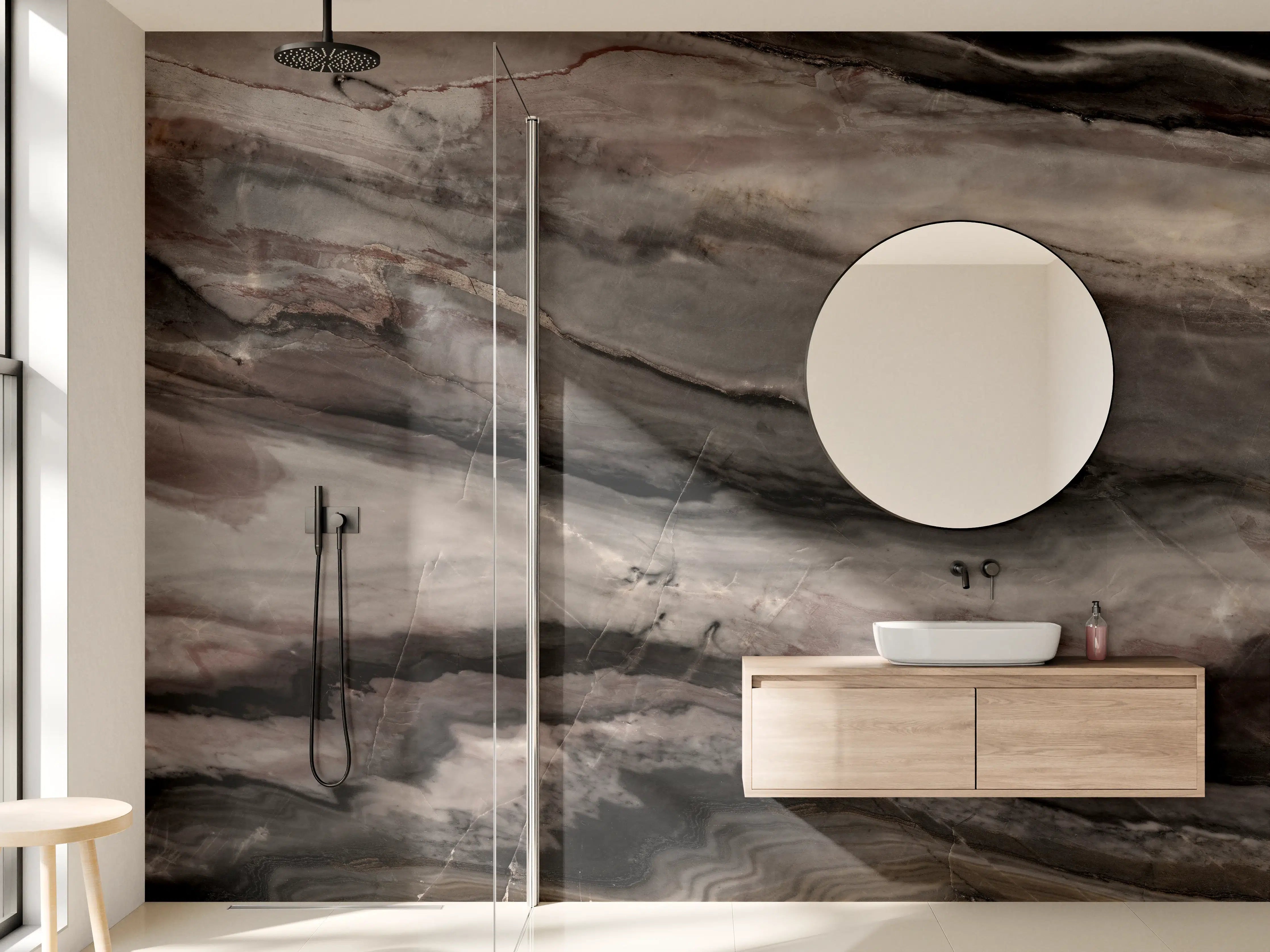 Wandverkleidung Bad - Holz-Marmor Textur