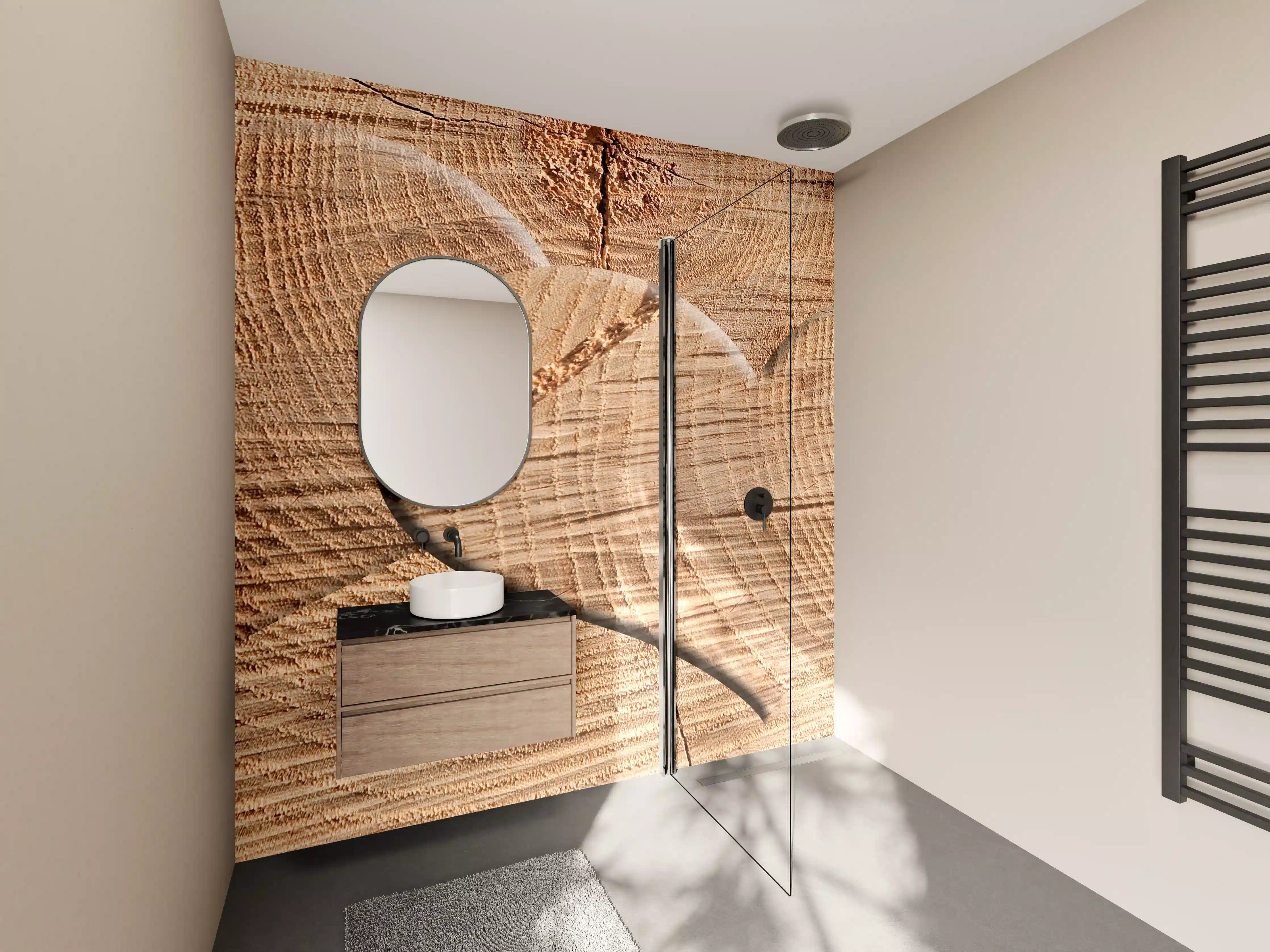 Wandverkleidung Bad - Holzherz mit Rissen
