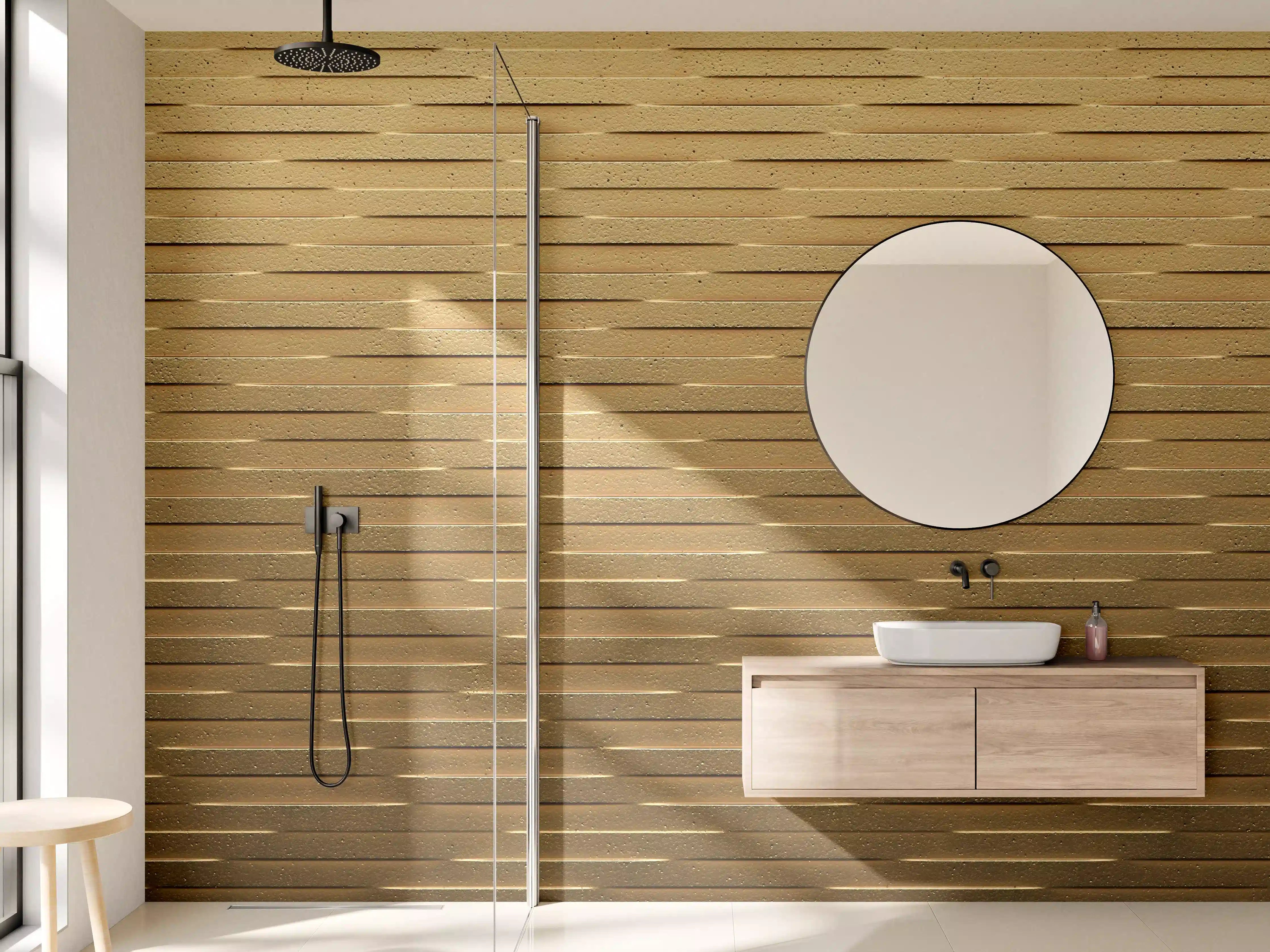 Wandverkleidung Bad - Holzoptik Naturholz Beige