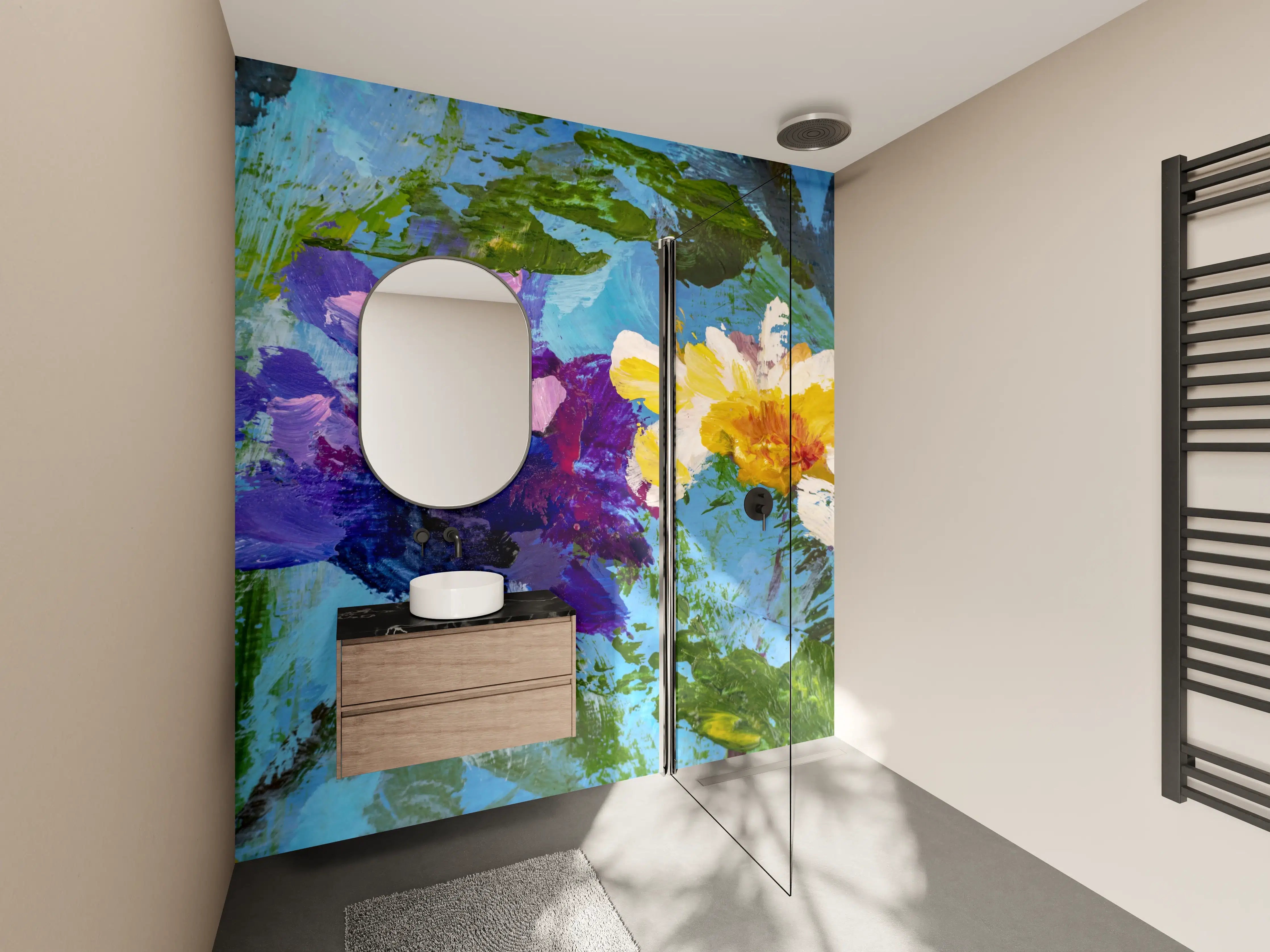 Wandverkleidung Bad - Impressionistisches Blumen Gemälde