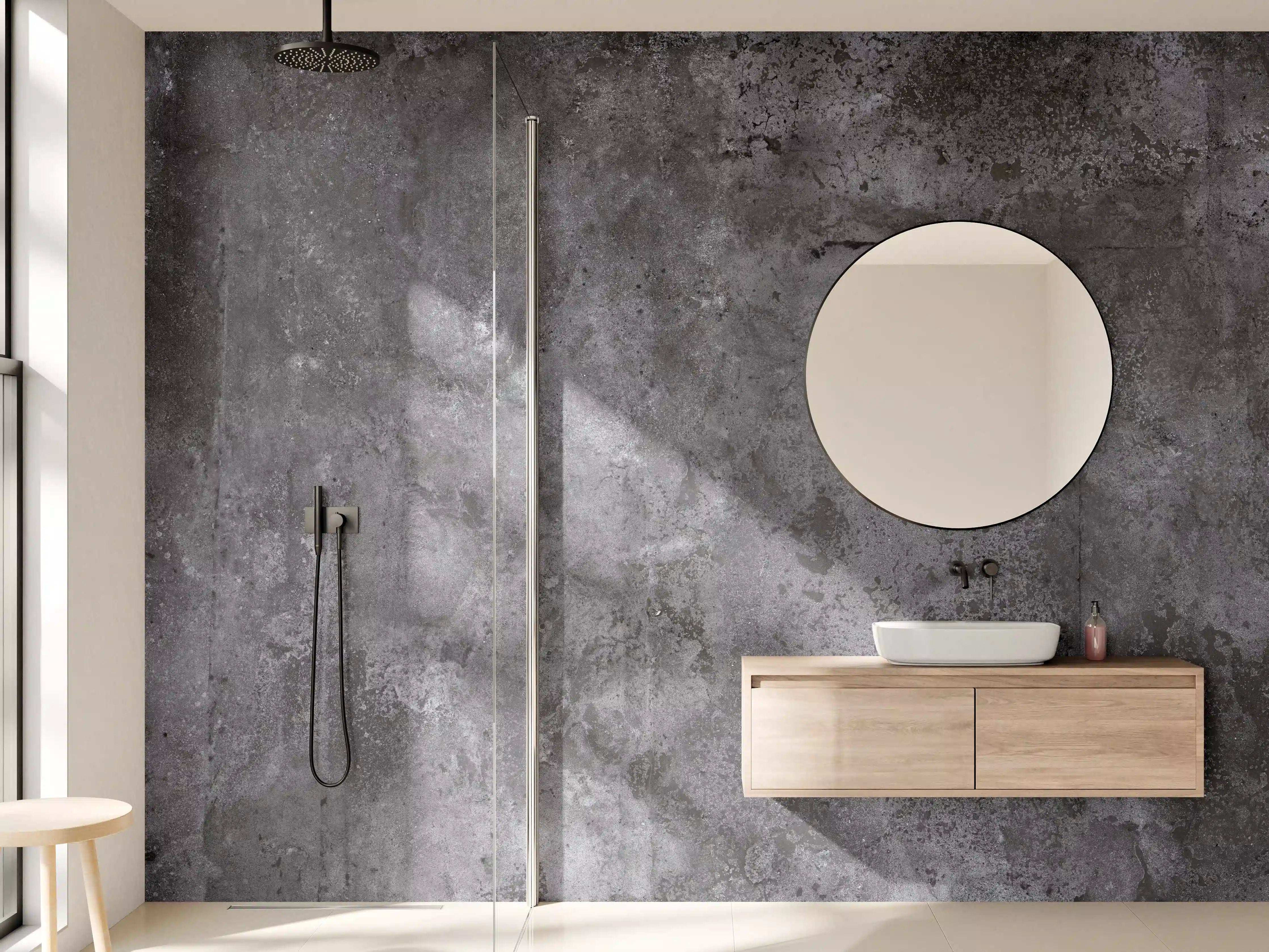 Wandverkleidung Bad - Industrielle Betonwandtextur in Grau