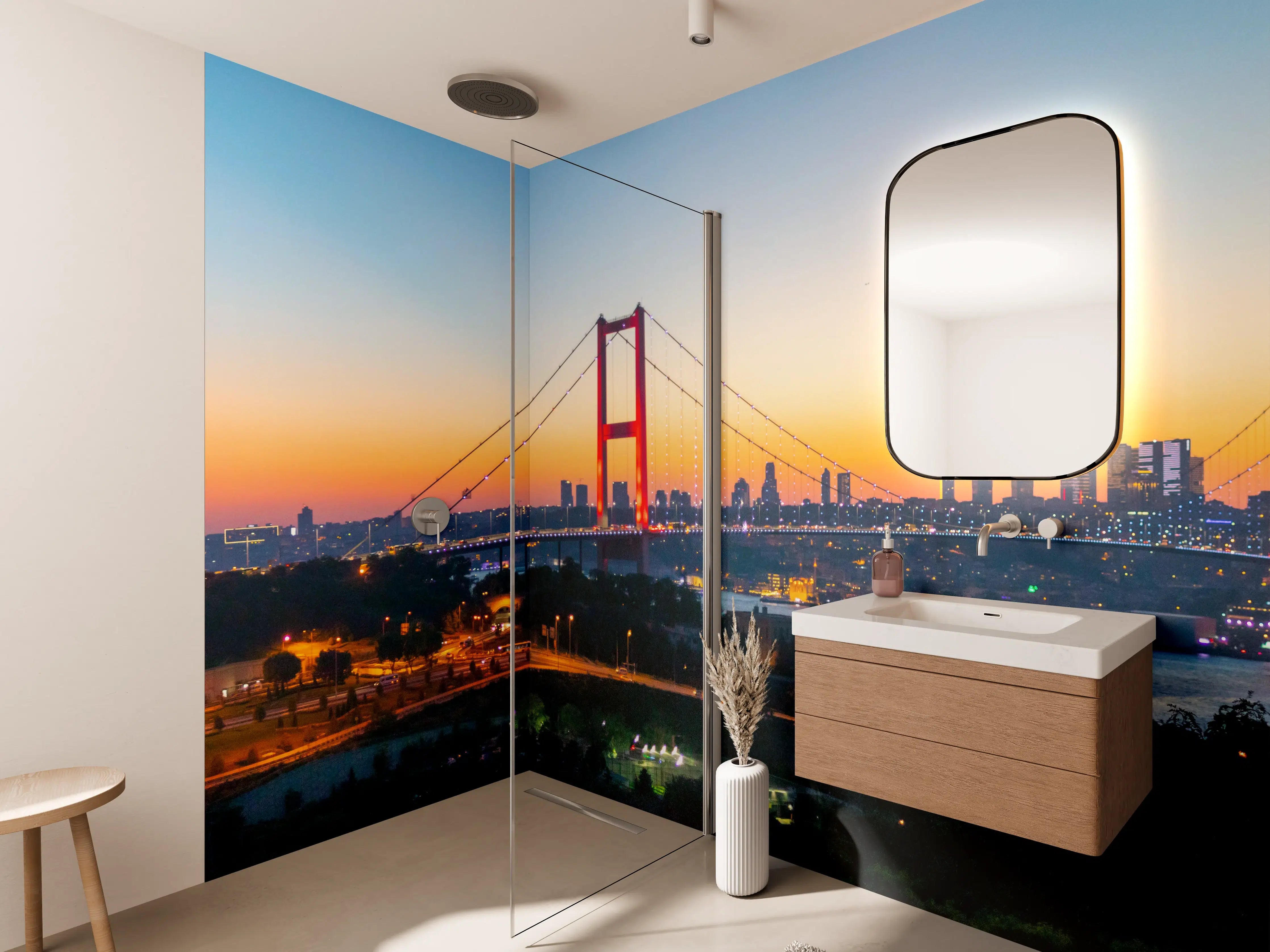 Wandverkleidung Bad - Istanbul Skyline Sonnenuntergang