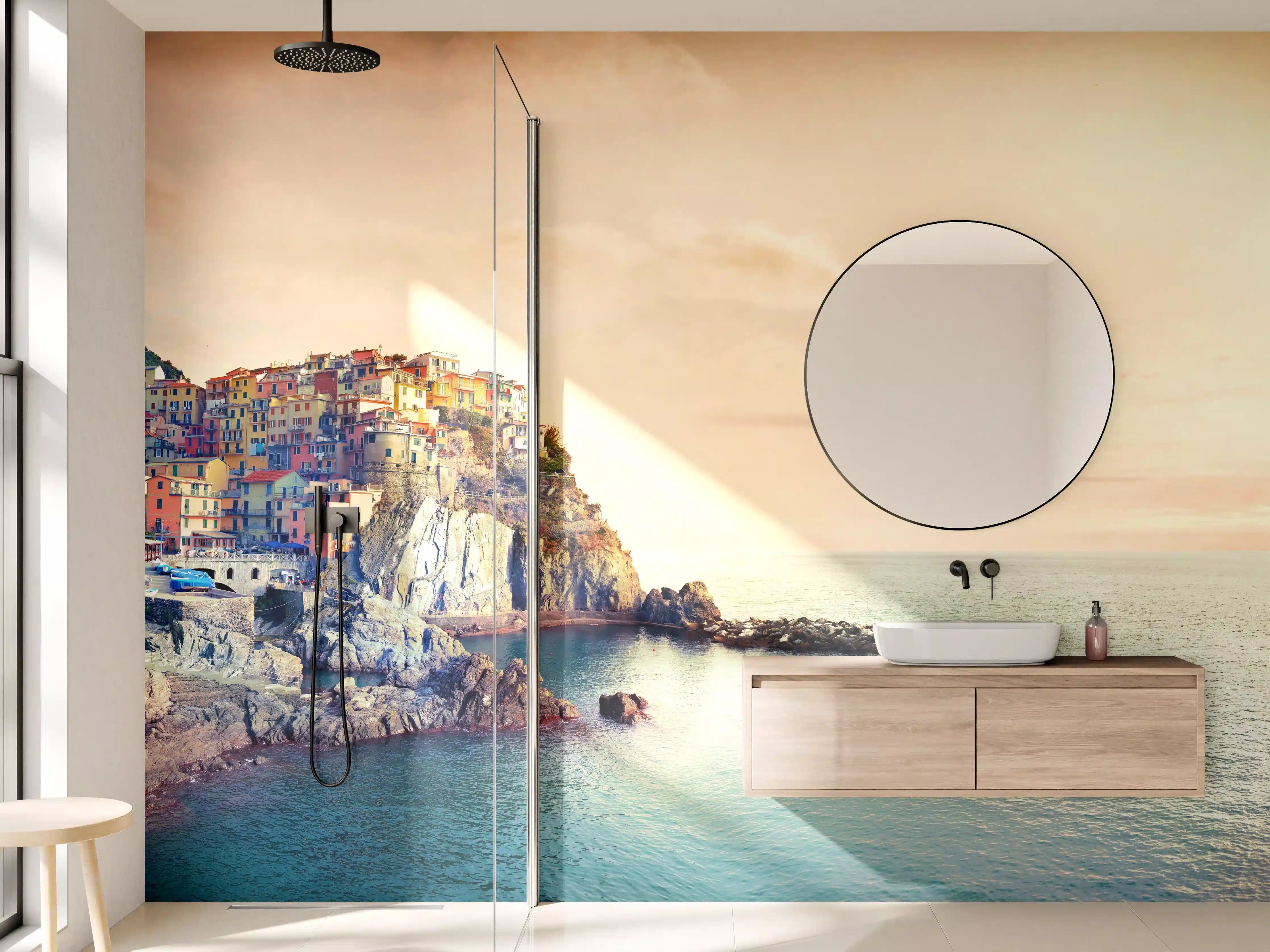 Wandverkleidung Bad - Italienische Küste Sonnenuntergang