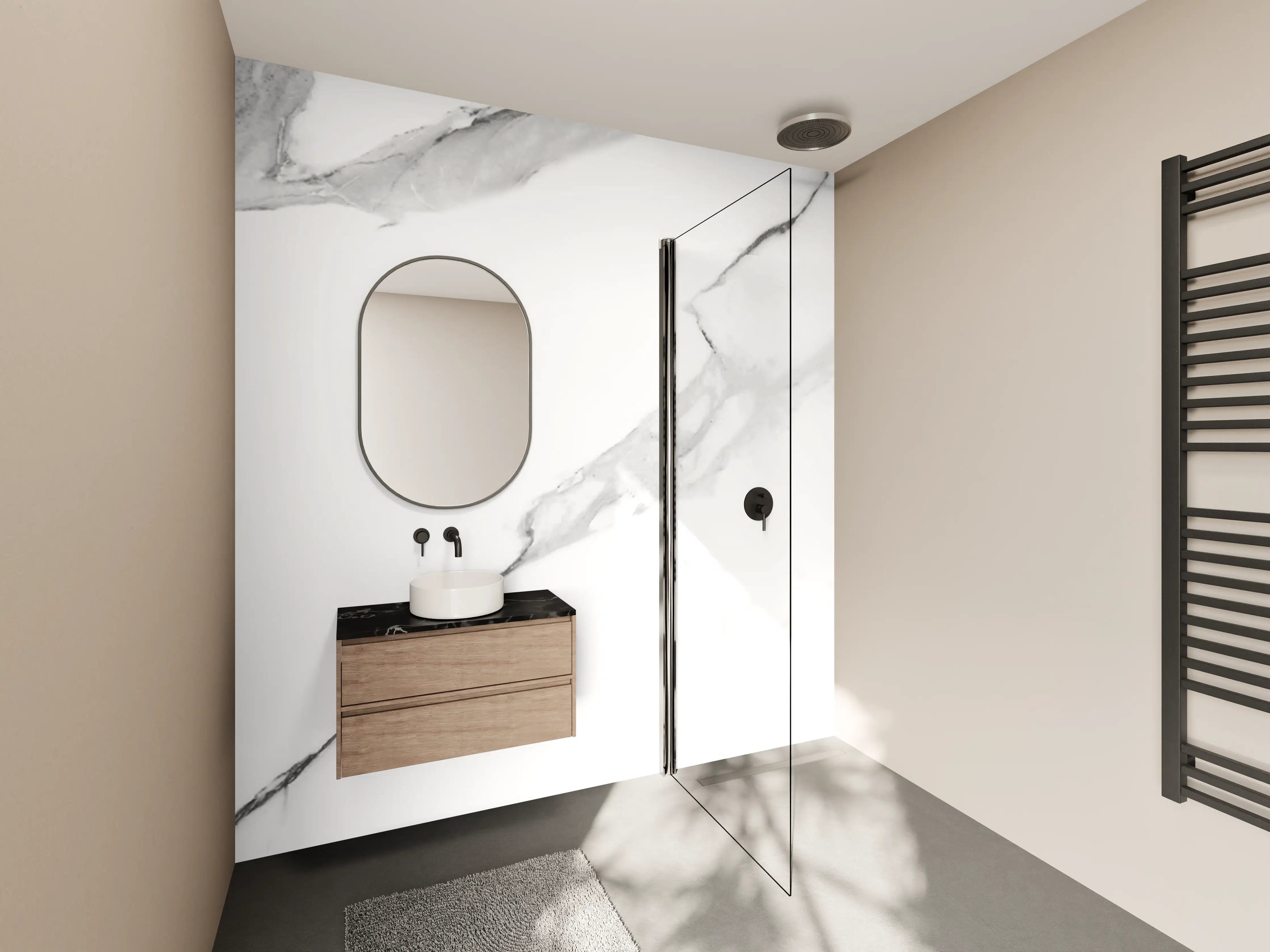 Wandverkleidung Bad - Italienischer Statuario Marmor