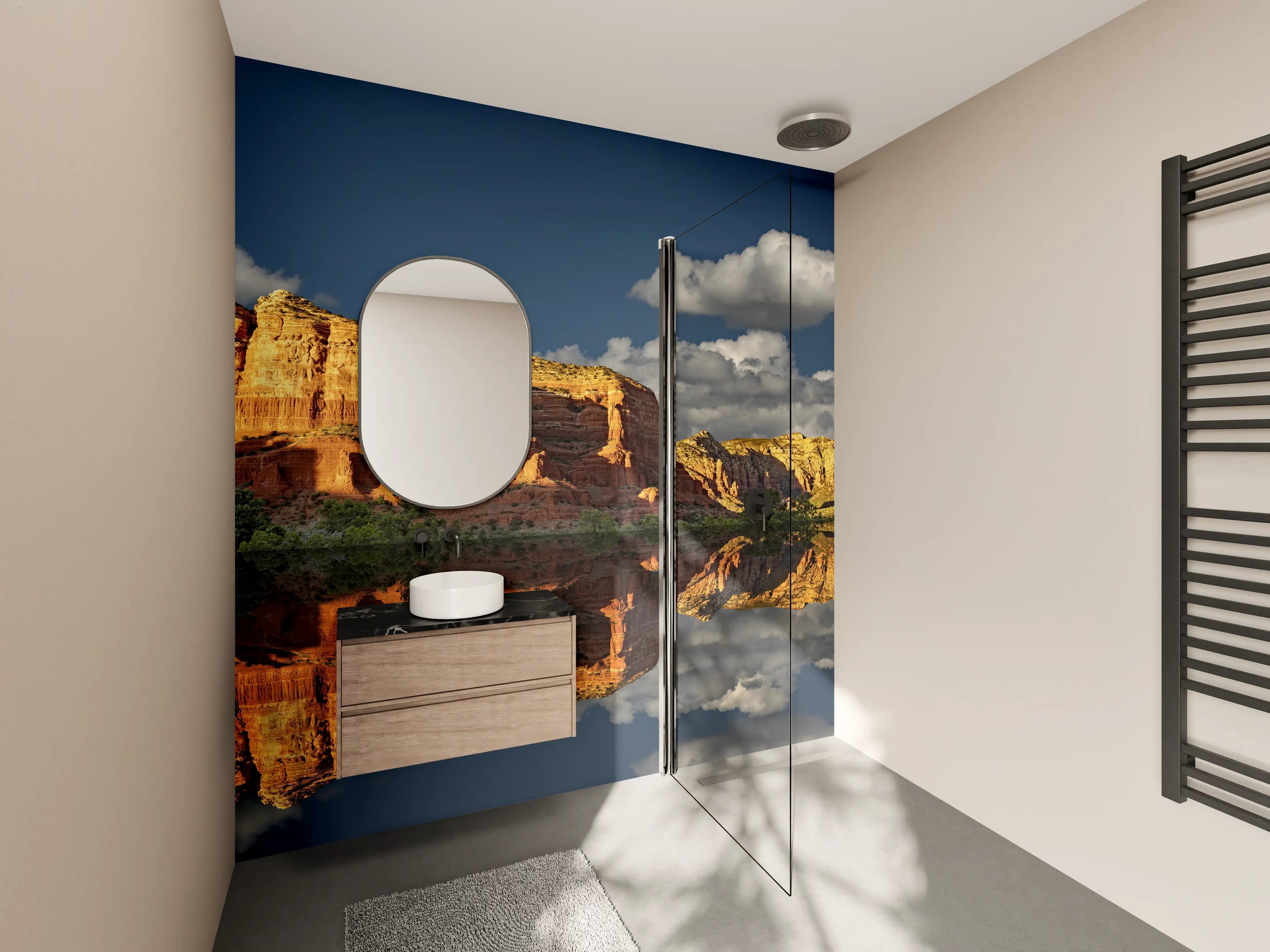 Wandverkleidung Bad - Jack's Canyon mit Wasser Reflektion