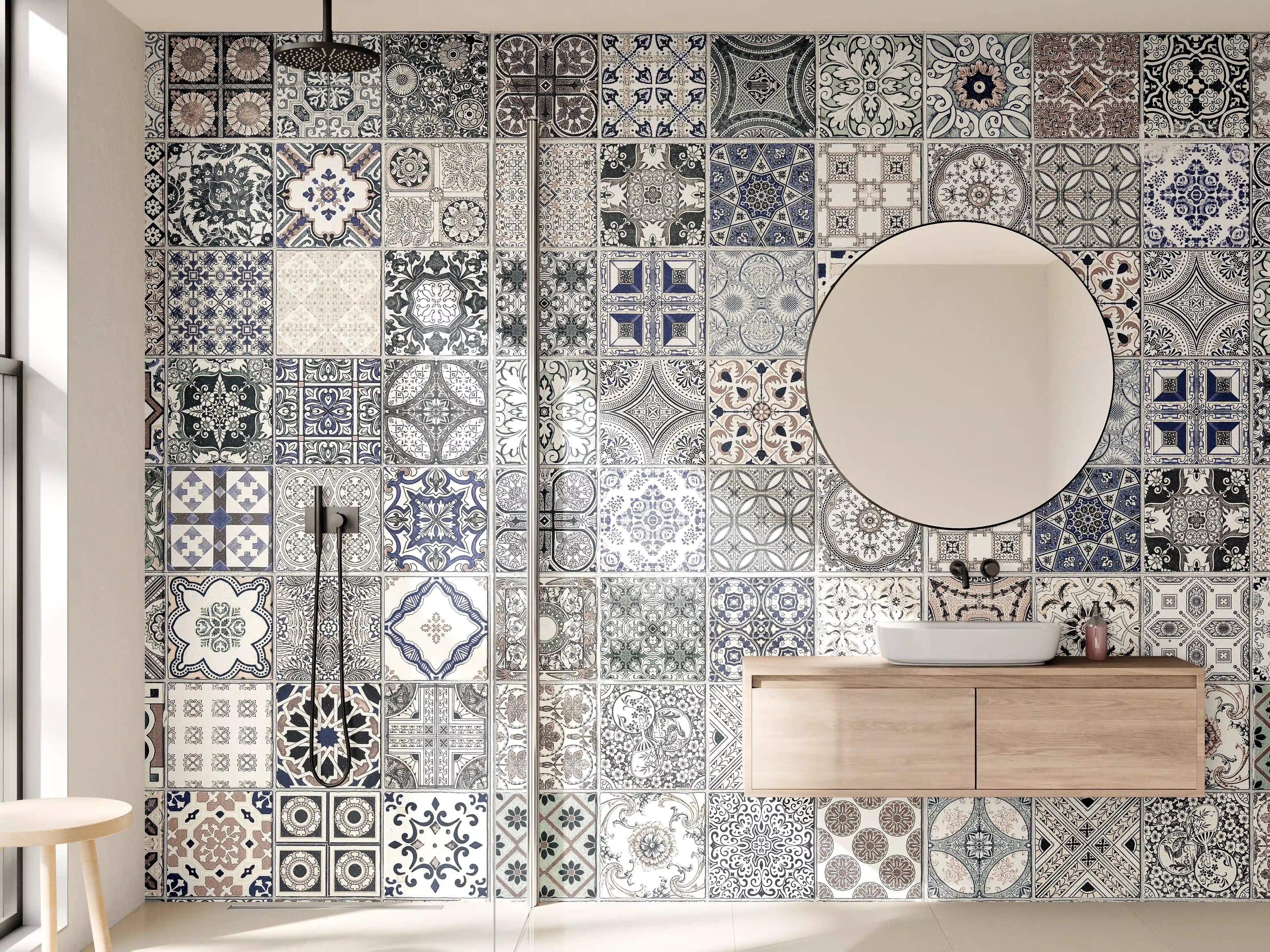 Wandverkleidung Bad - Keramik-Patchwork im arabischen Stil