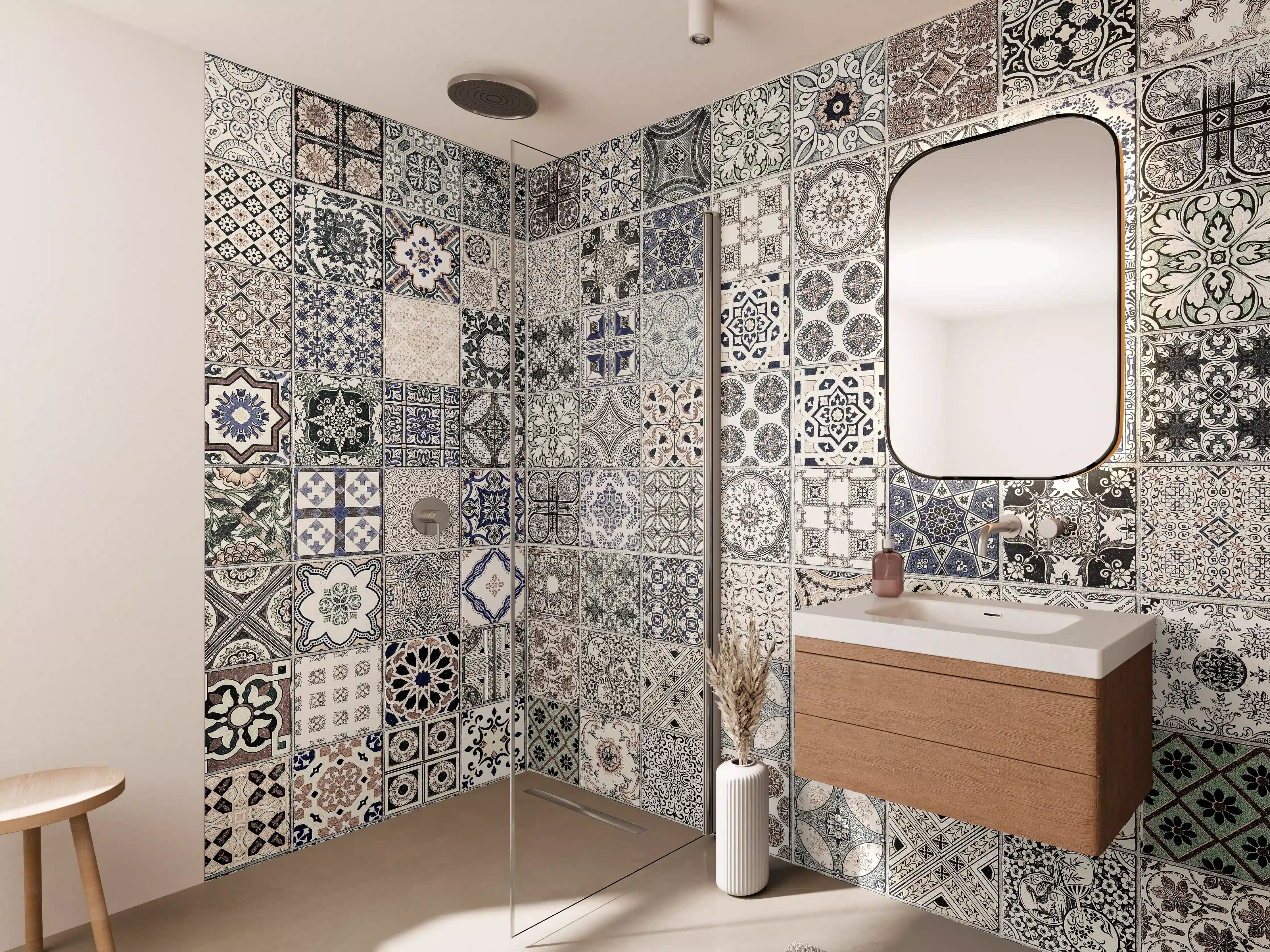 Wandverkleidung Bad - Keramik-Patchwork im arabischen Stil
