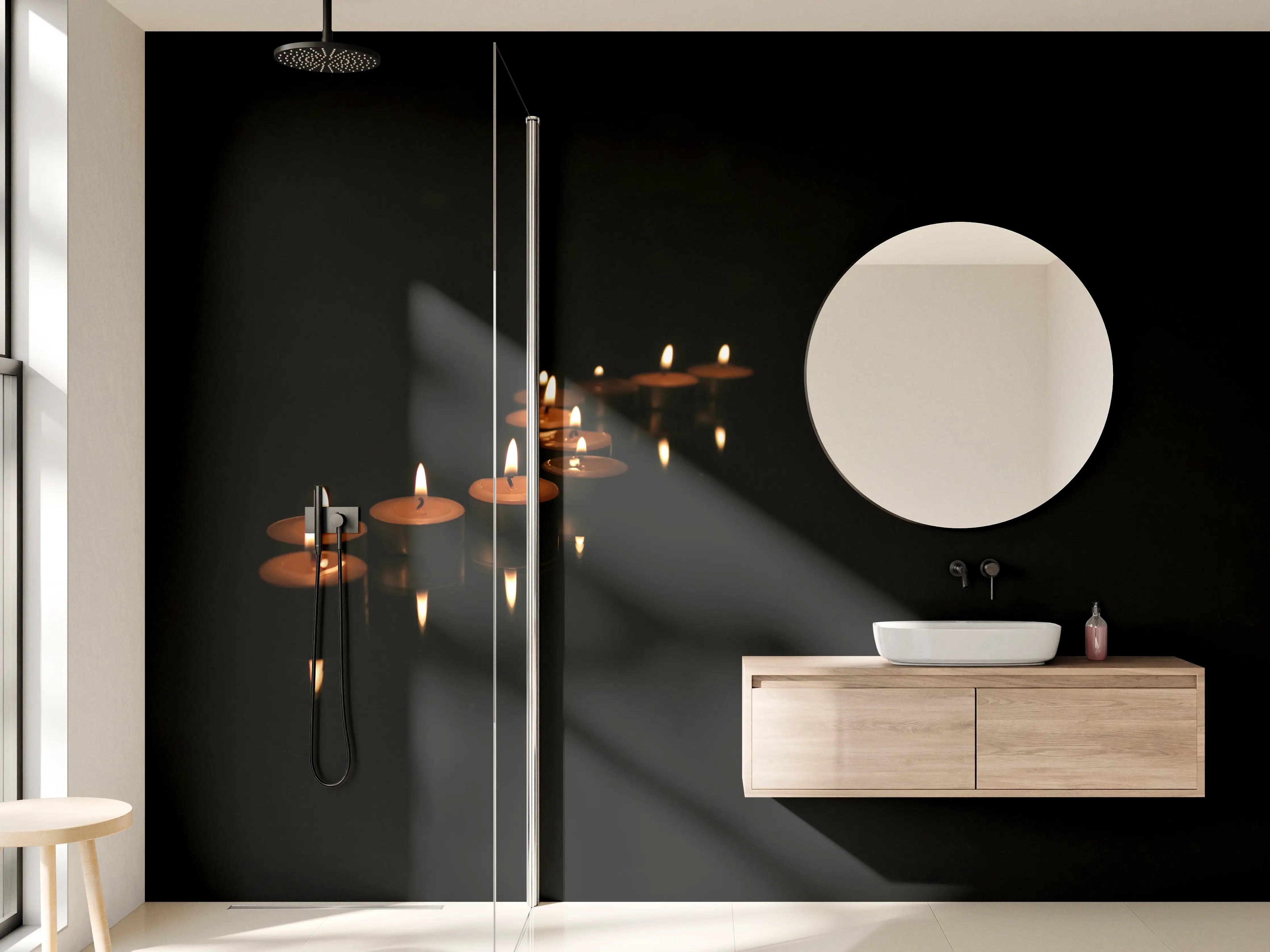 Wandverkleidung Bad - Kerzen - Gedenkstätte