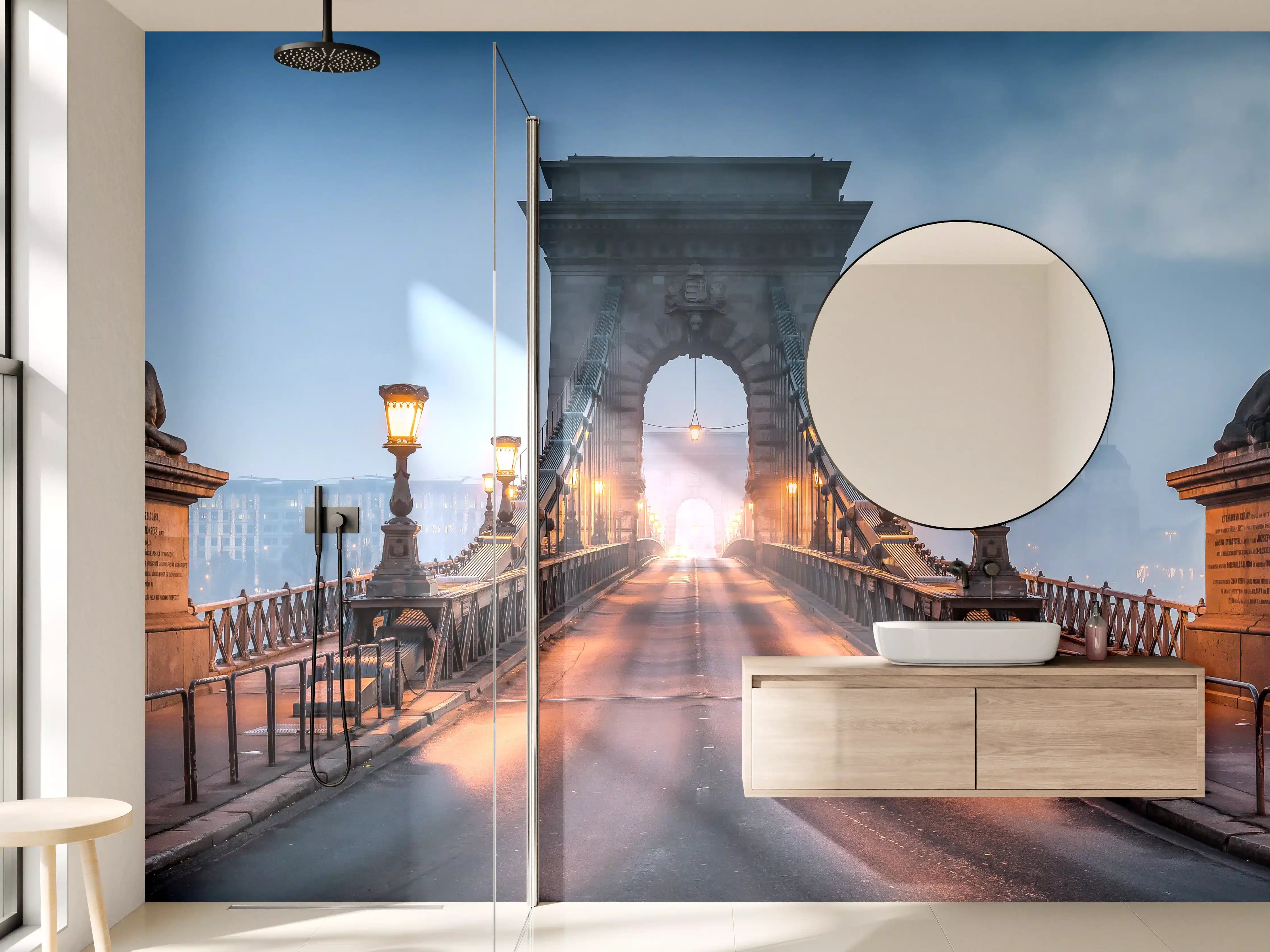 Wandverkleidung Bad - Kettenbrücke Panorama in Budapest