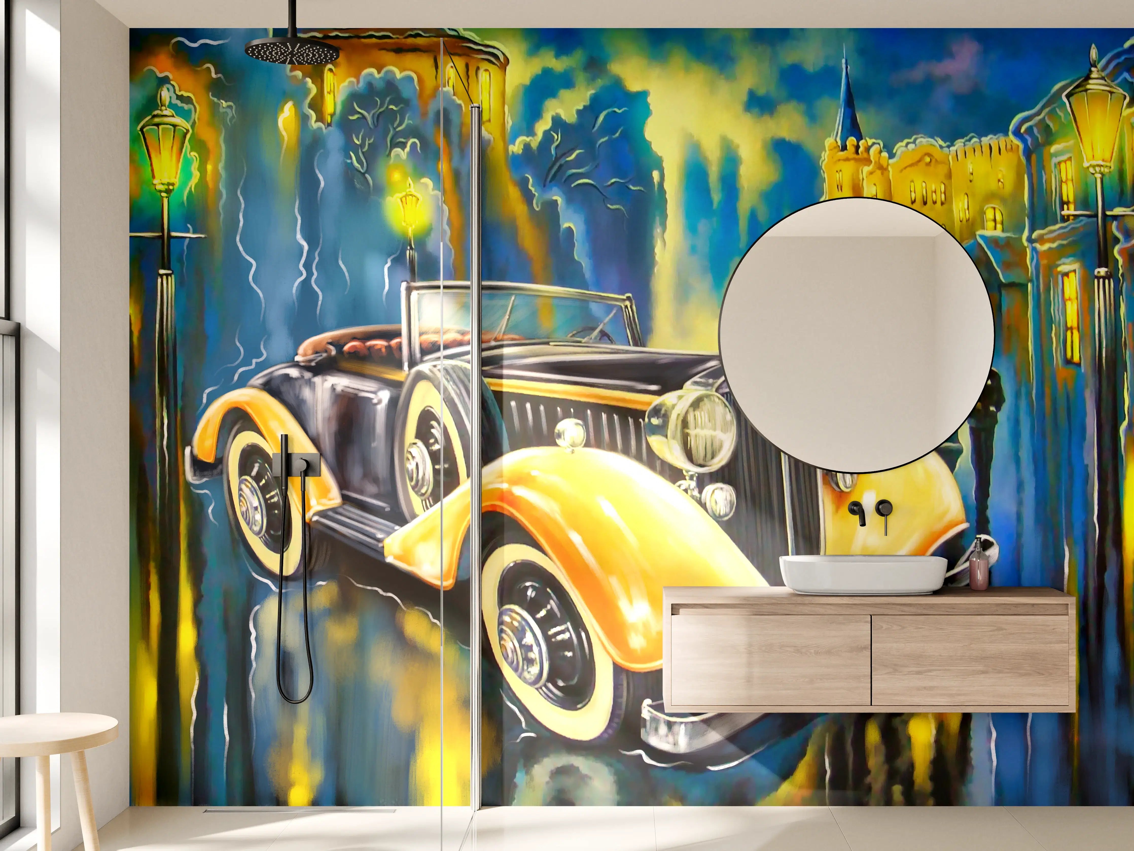Wandverkleidung Bad - Klassischer Oldtimer Kunstdruck