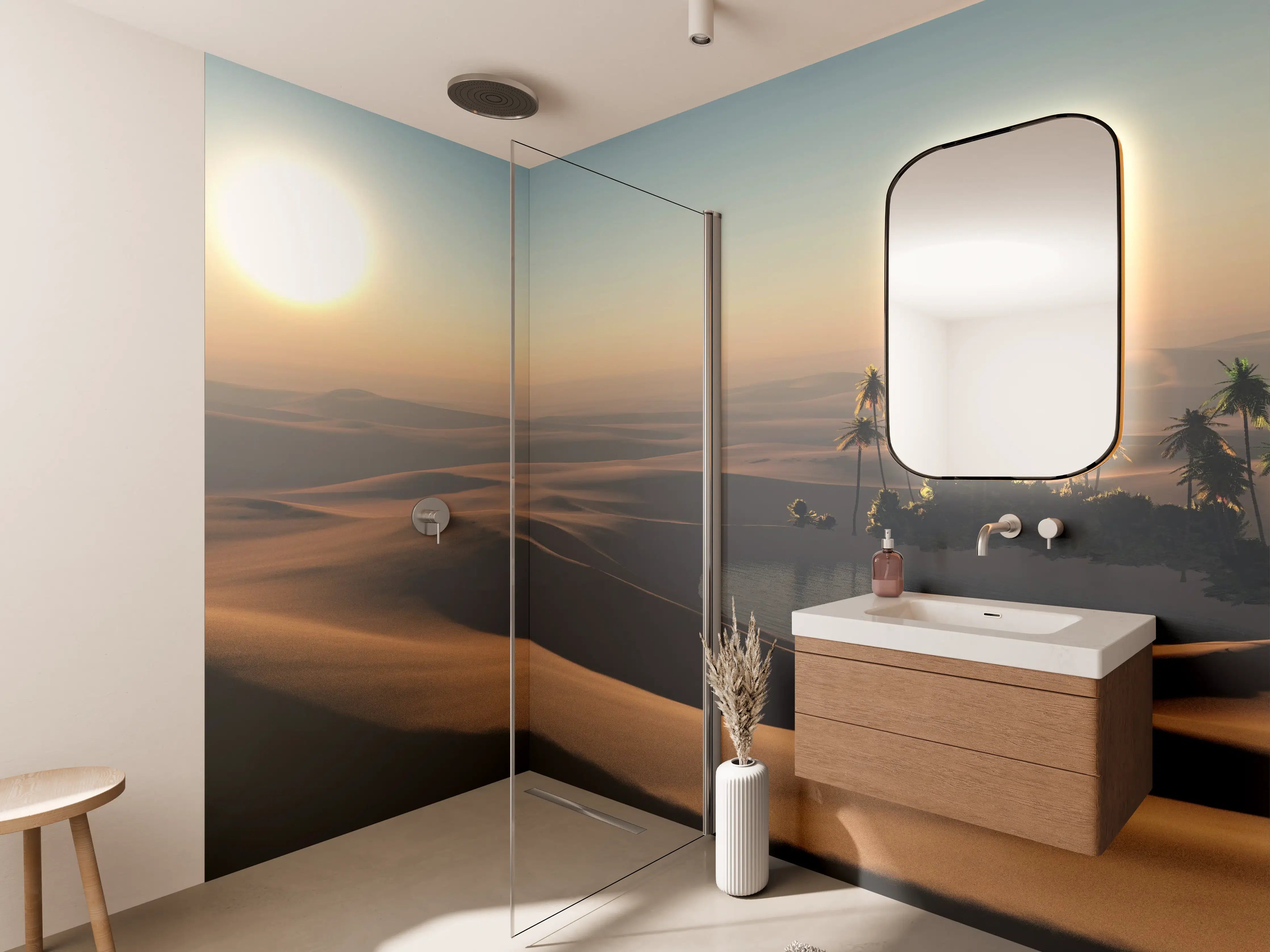 Wandverkleidung Bad - Kleine Oase in der heißen Wüste