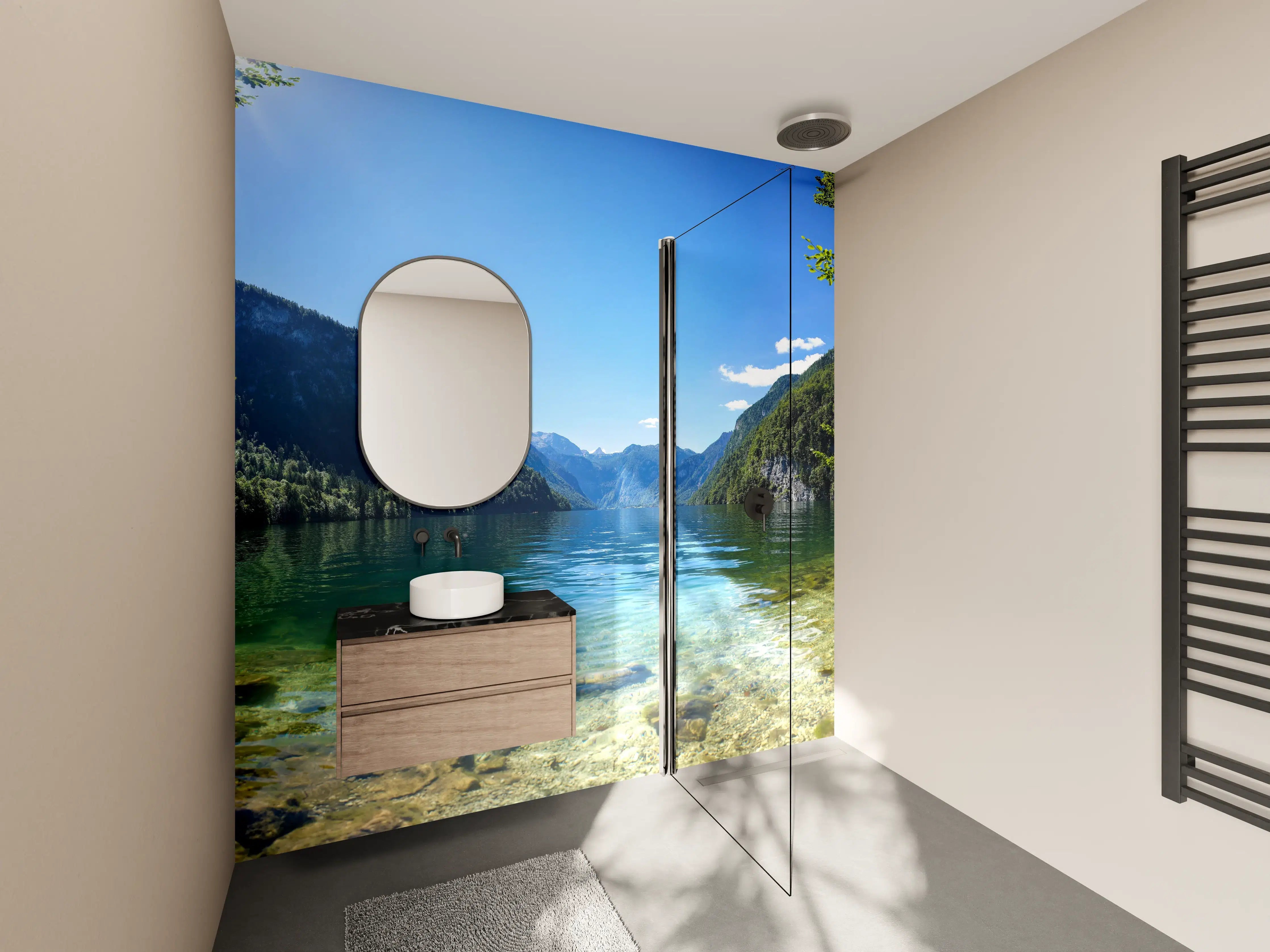 Wandverkleidung Bad - Königsee & Berge in Alpen