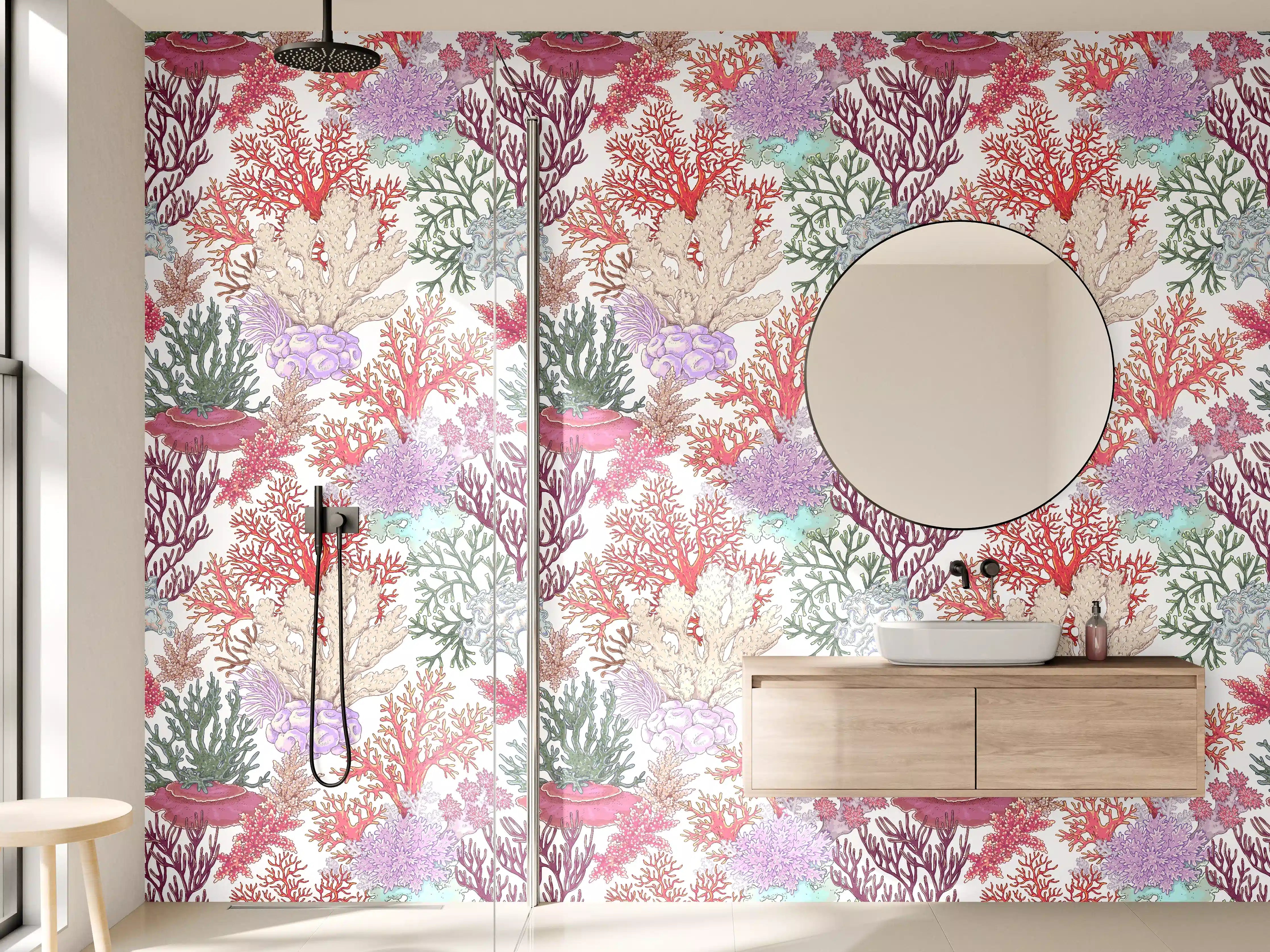 Wandverkleidung Bad - Korallenmuster Rosa-Beige