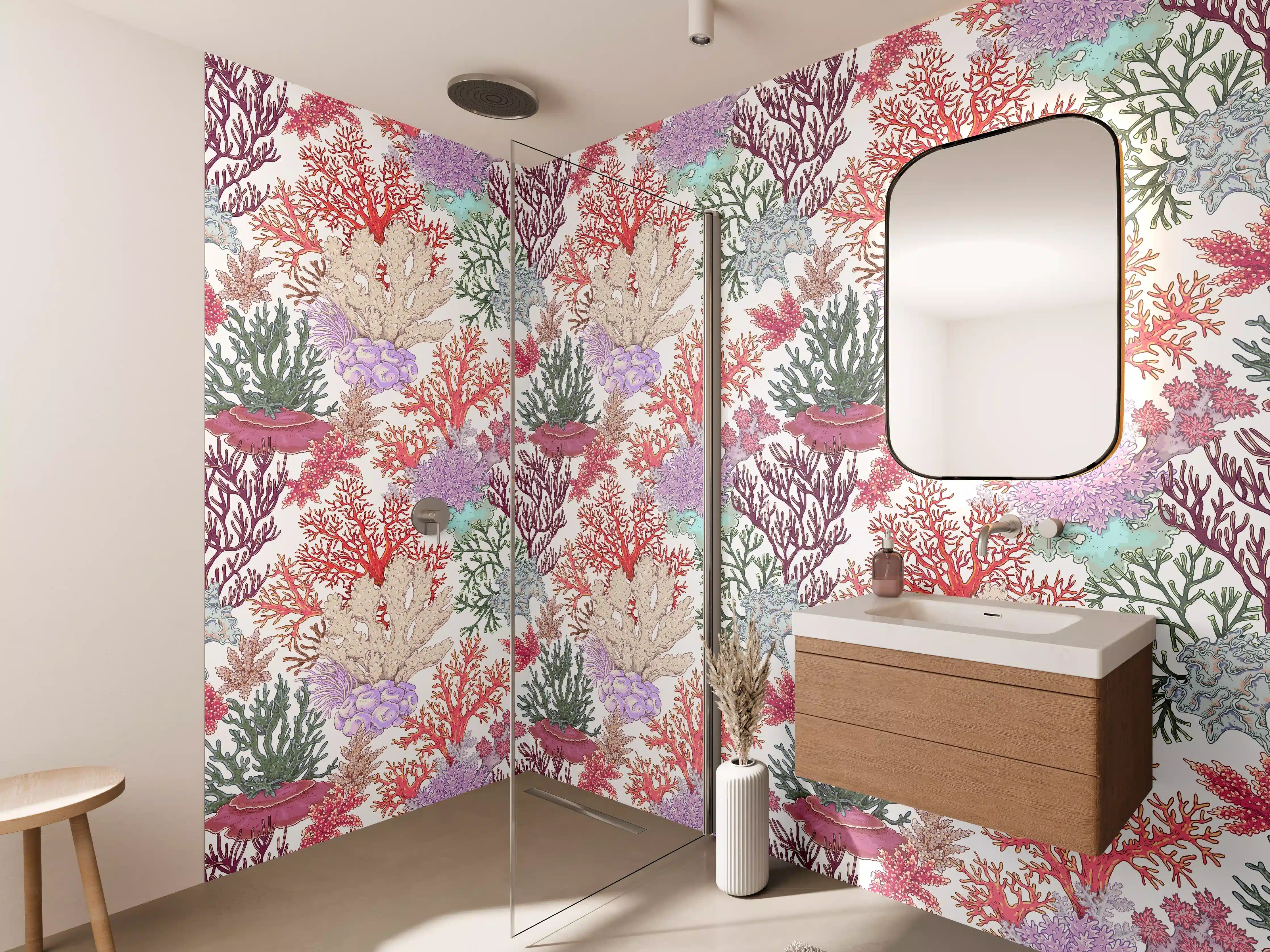 Wandverkleidung Bad - Korallenmuster Rosa-Beige