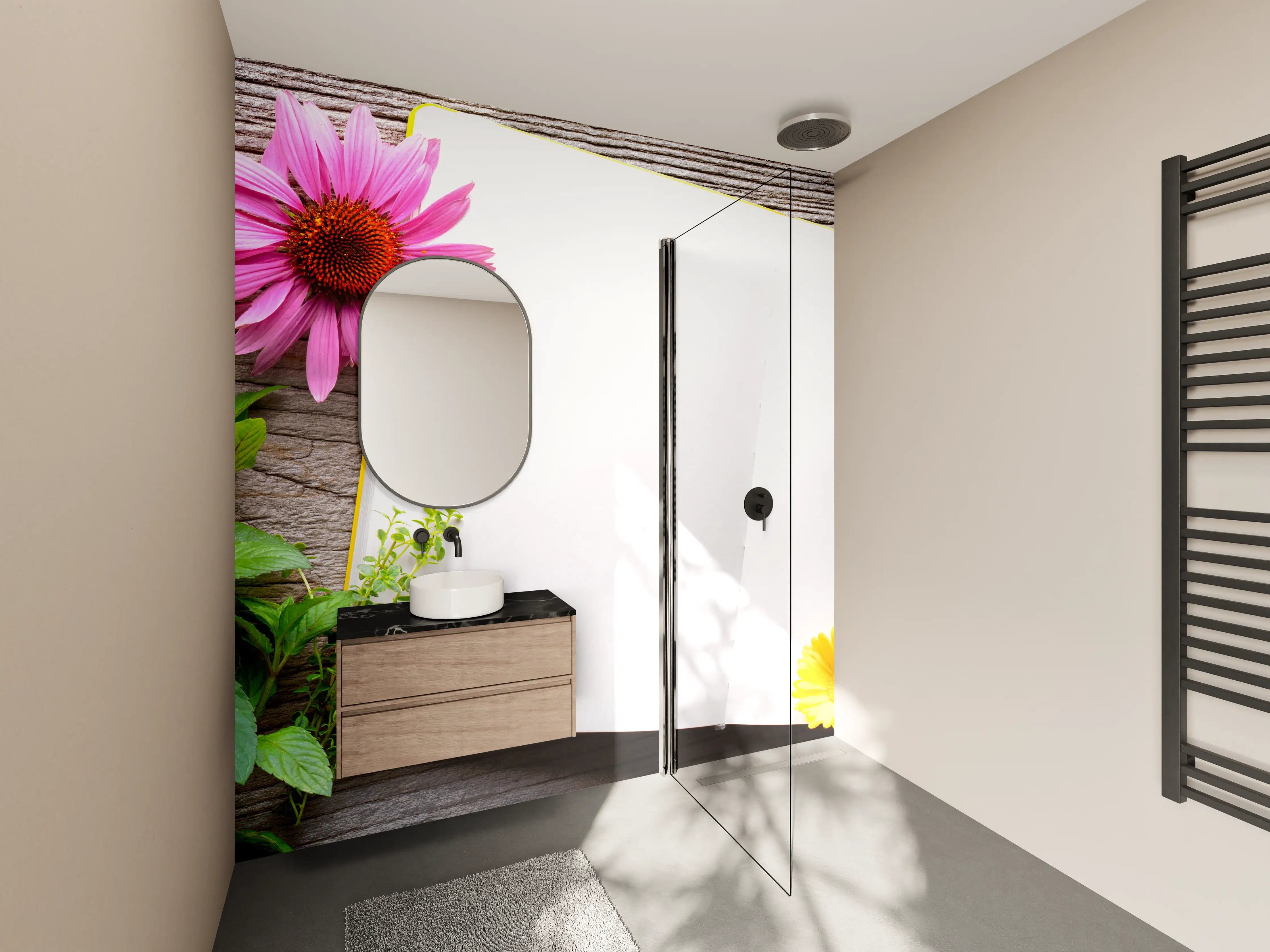 Wandverkleidung Bad - Kräuter & Blumen