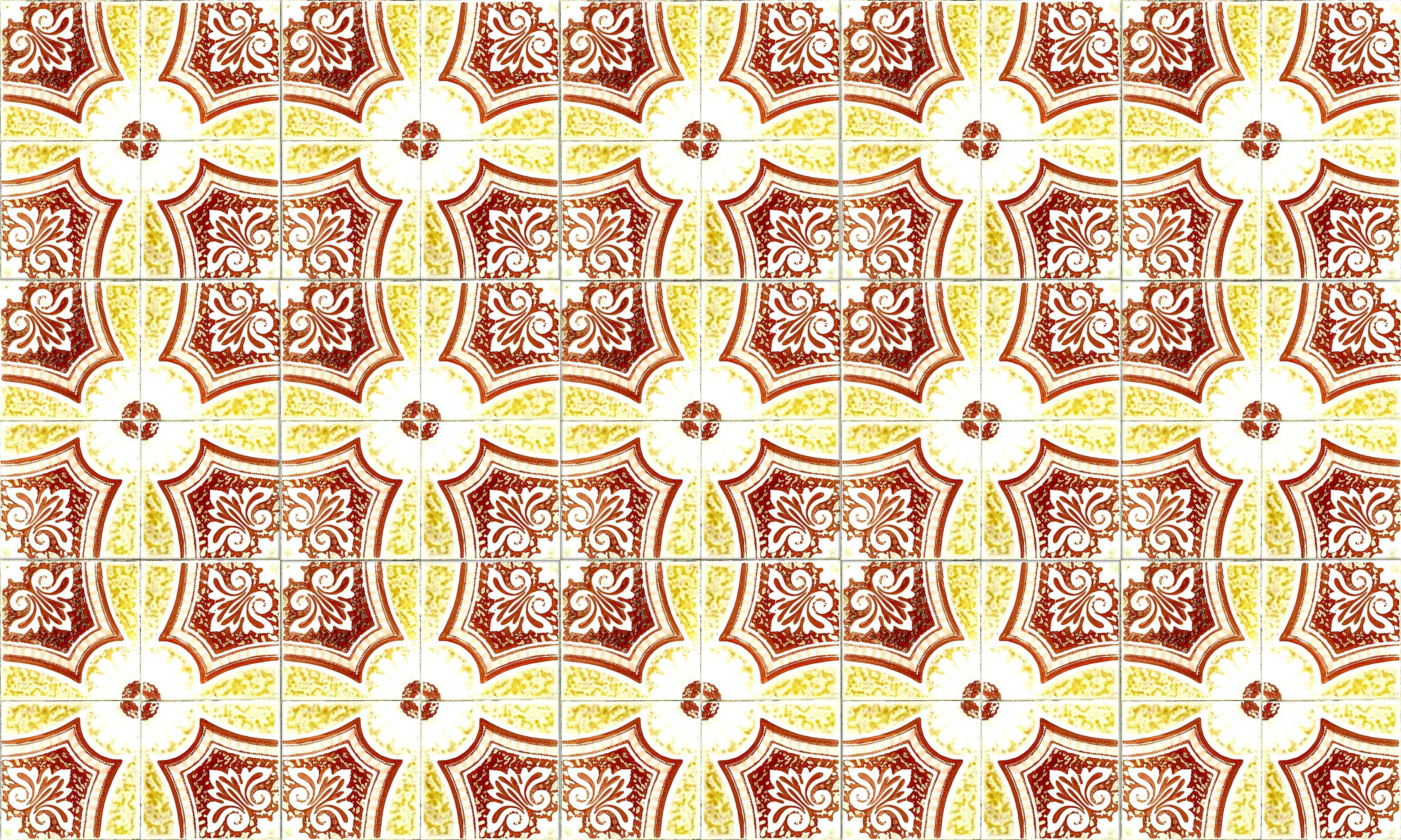 Wandverkleidung Bad-Kunstvolle Fliesenmuster in Rot und Gelb