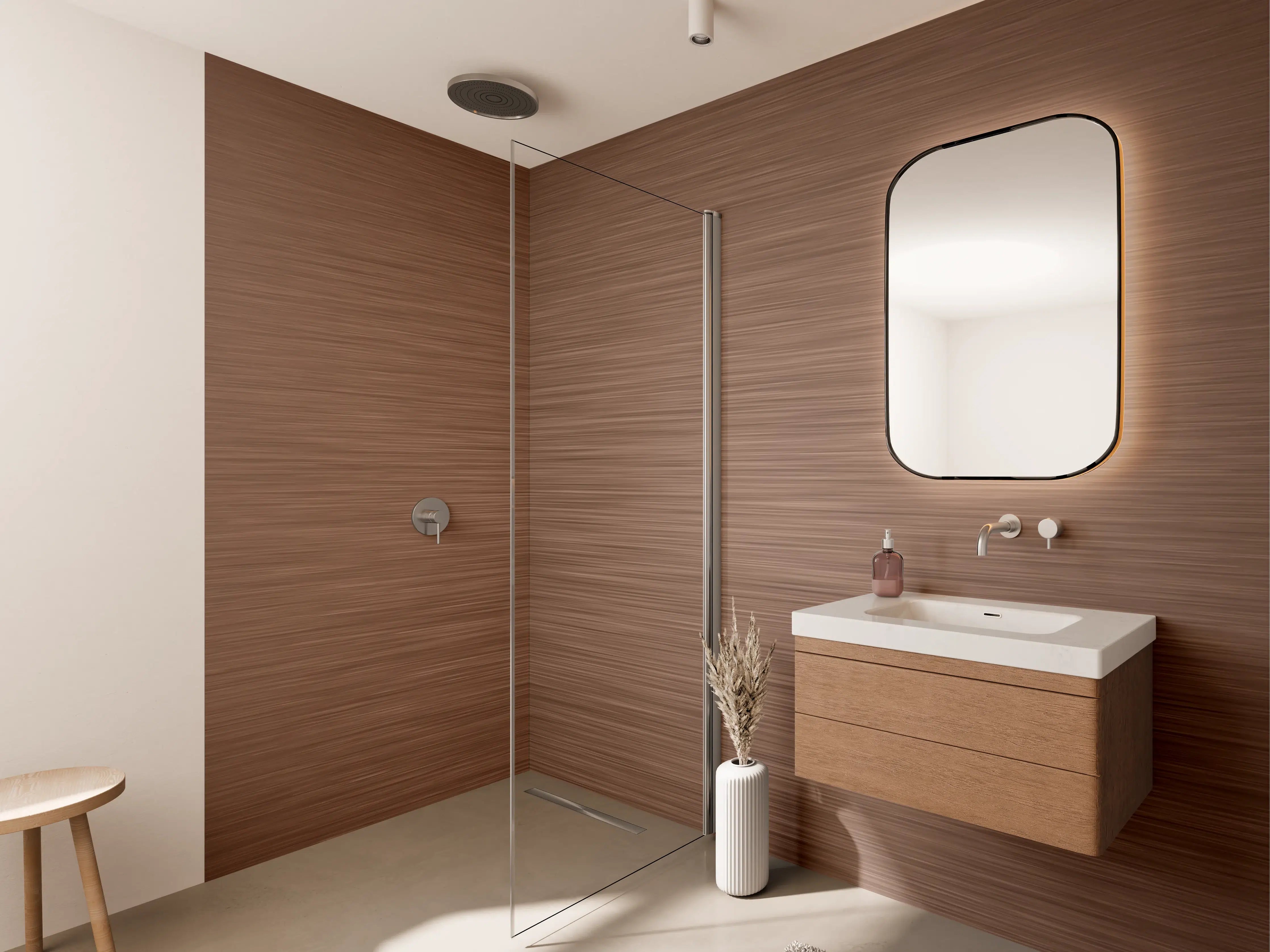 Wandverkleidung Bad - Kupfer - ALU Prime - Metall Gebürstet