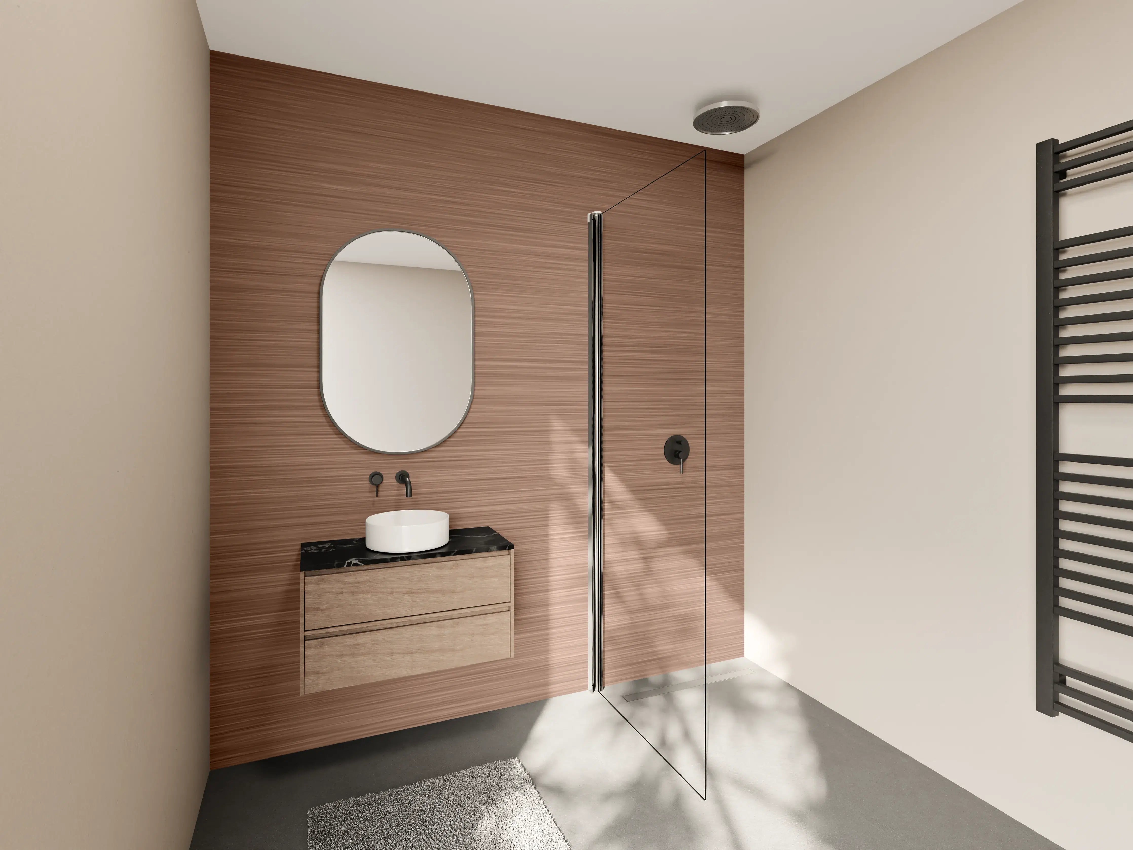 Wandverkleidung Bad - Kupfer - ALU Prime - Metall Gebürstet