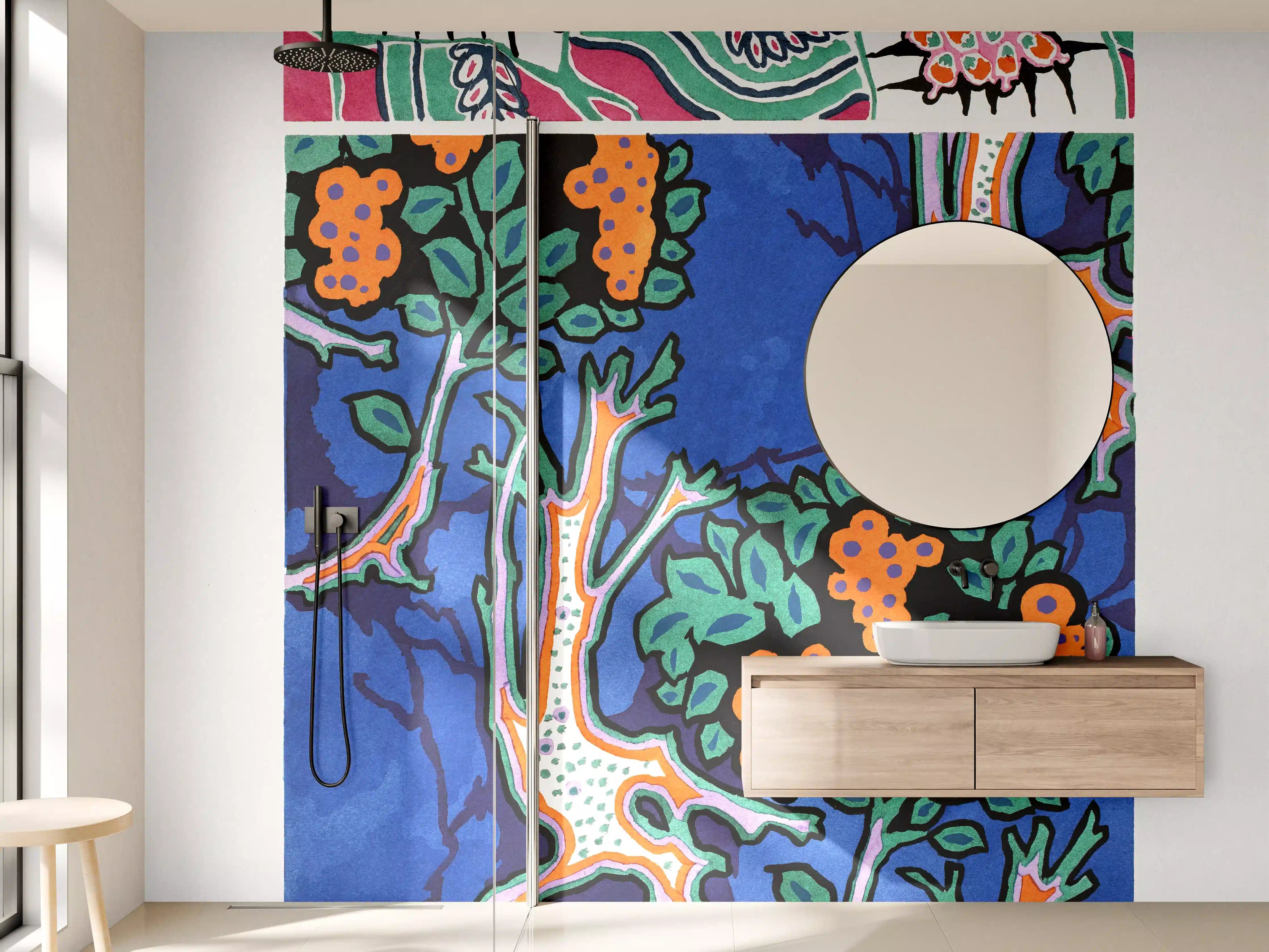Wandverkleidung Bad - Lebendige Baum- und Pflanzenmuster