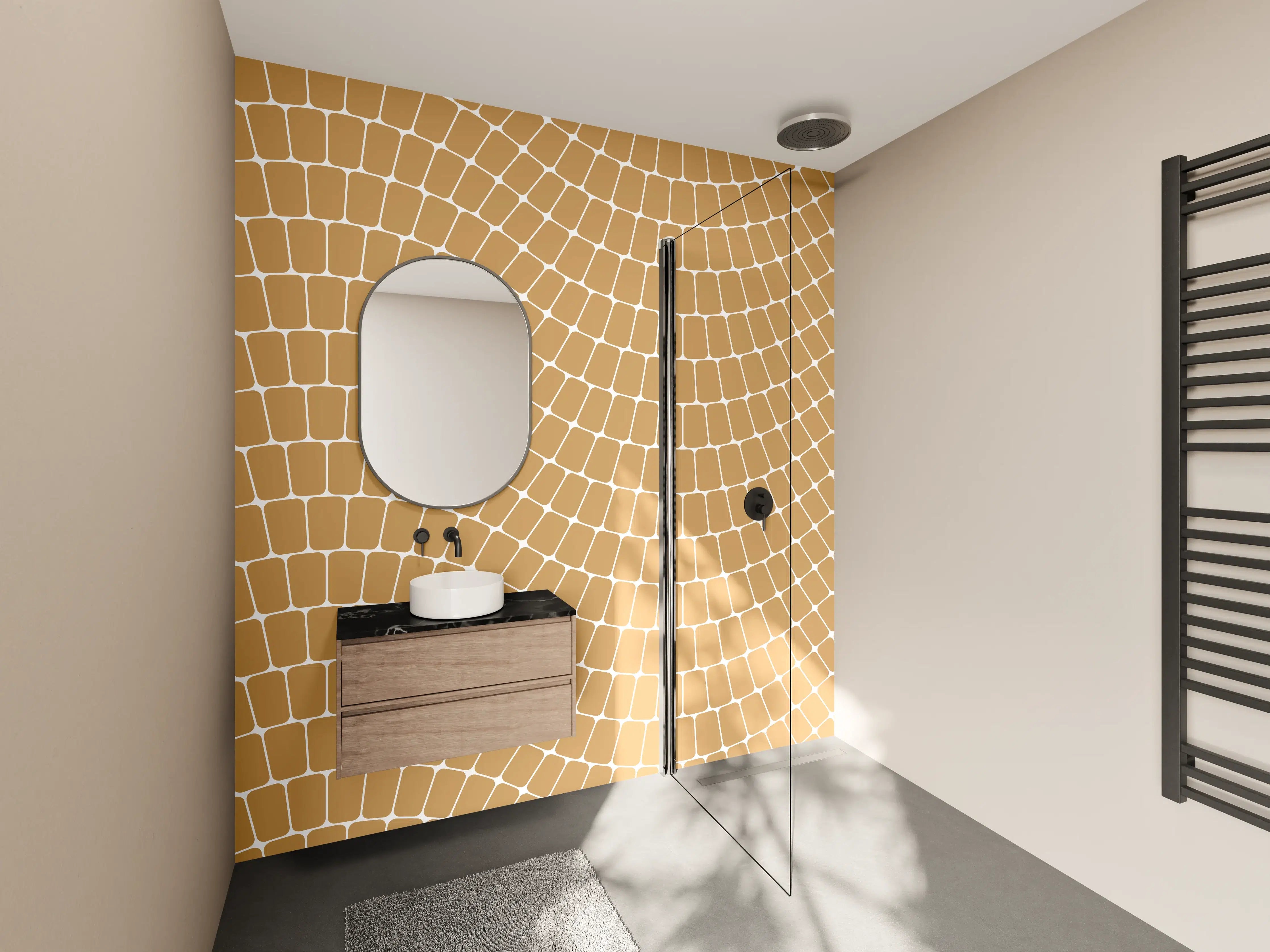 Wandverkleidung Bad - Lebendige Mosaikmuster in warmen Tönen