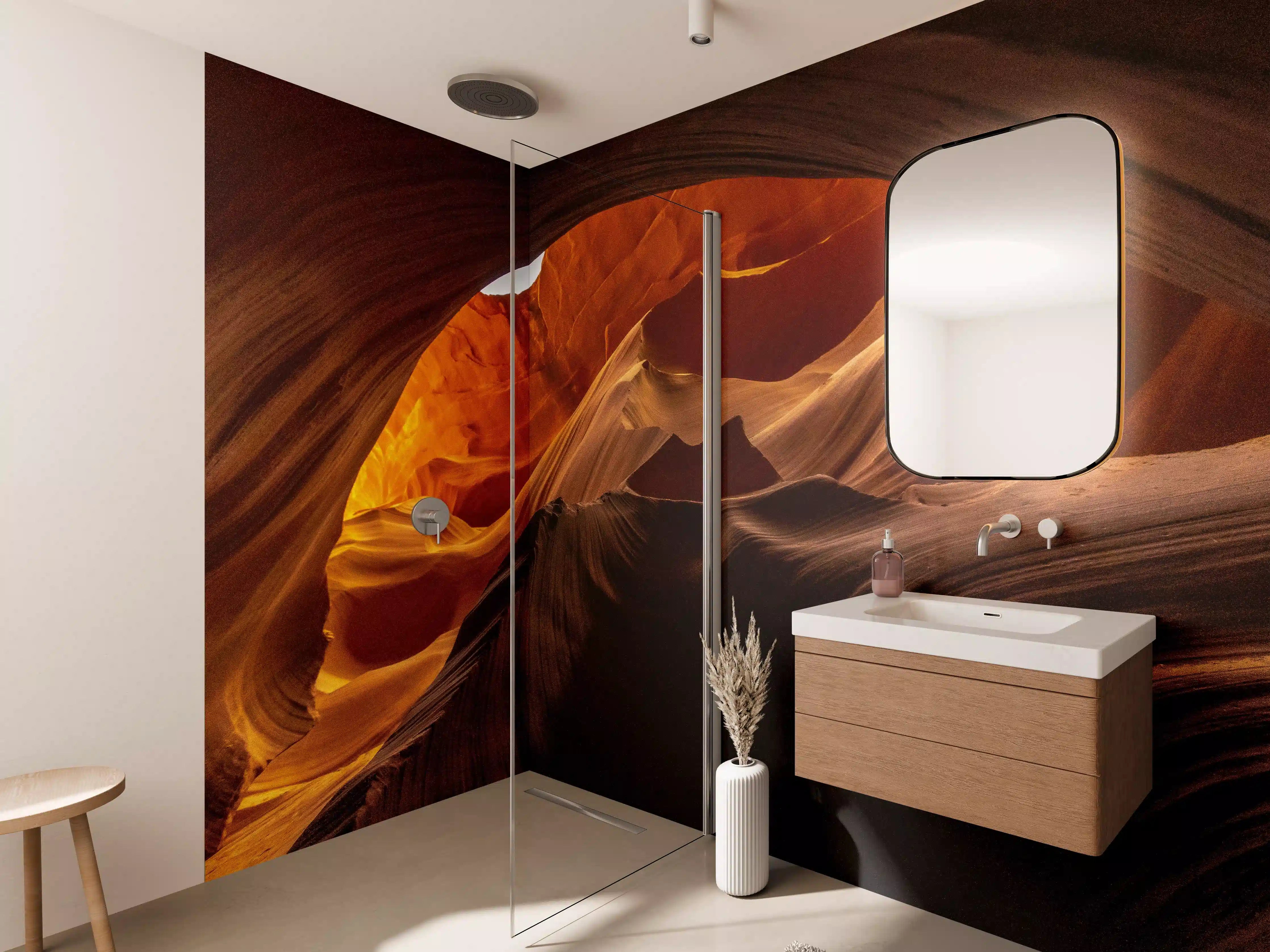Wandverkleidung Bad - Leuchtende Felsformation in Slot Canyon