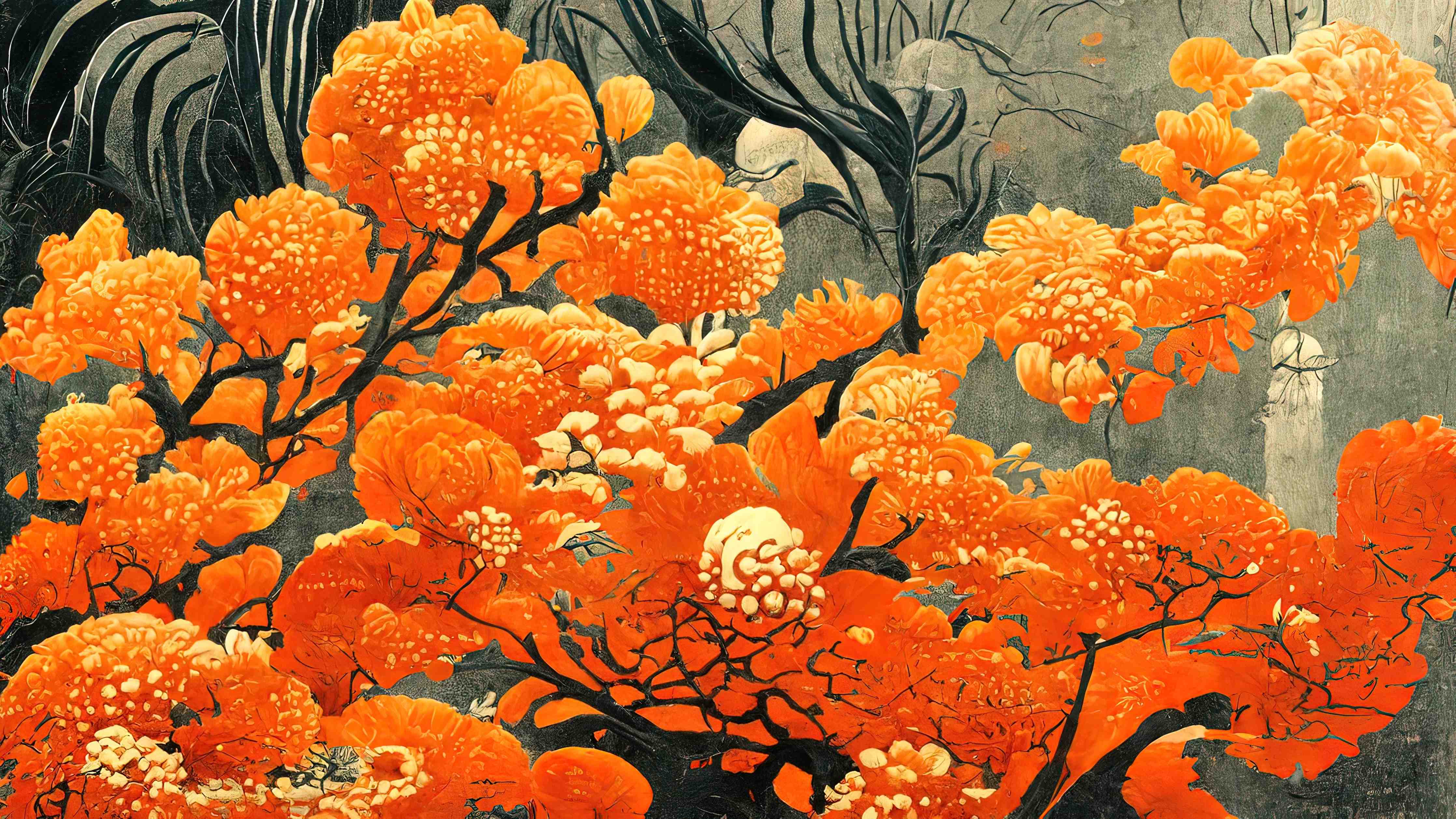 Wandverkleidung Bad-Leuchtende Orange Blütenpracht
