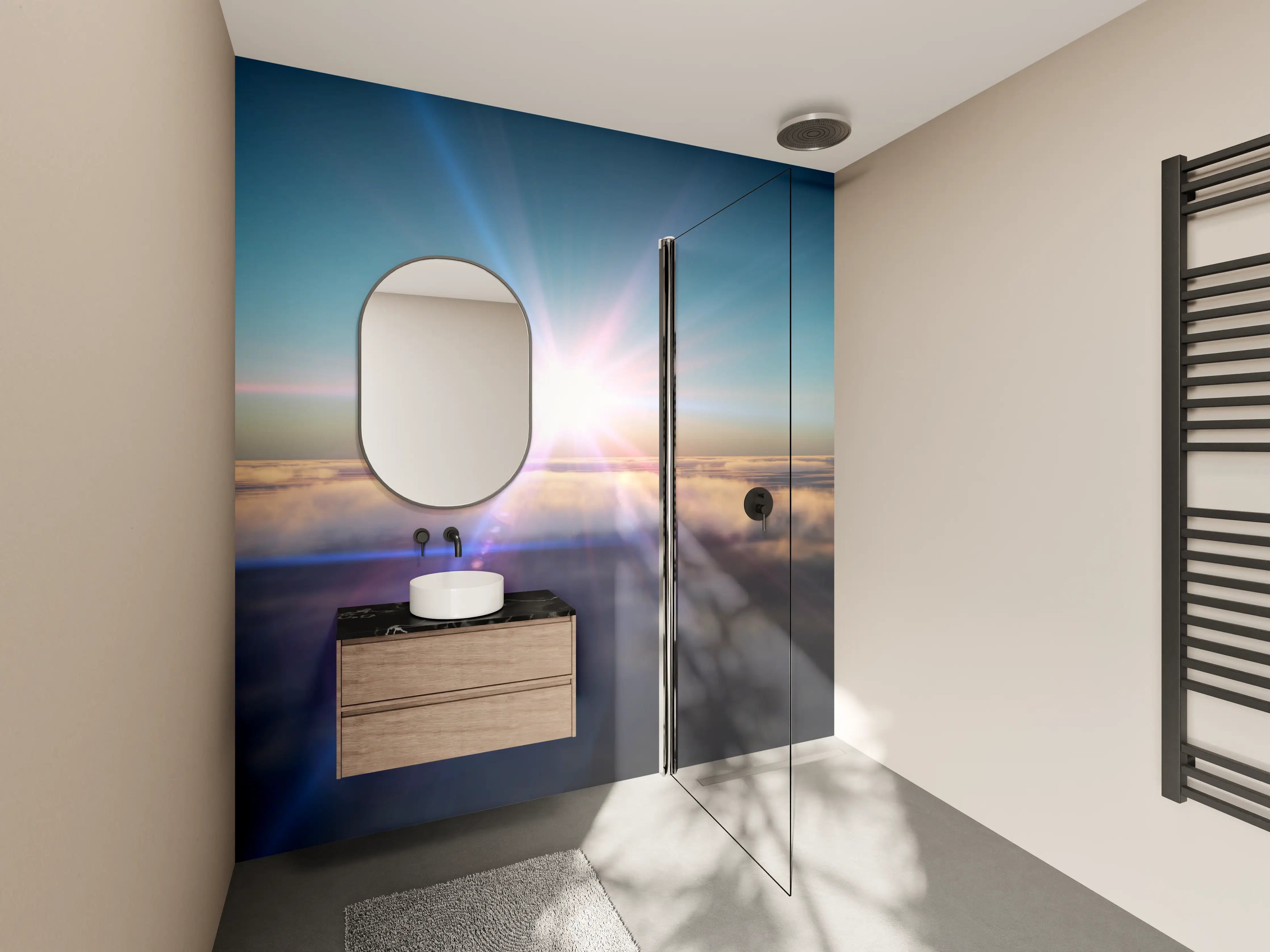 Wandverkleidung Bad - Leuchtende Sonnenaufgangsstimmung
