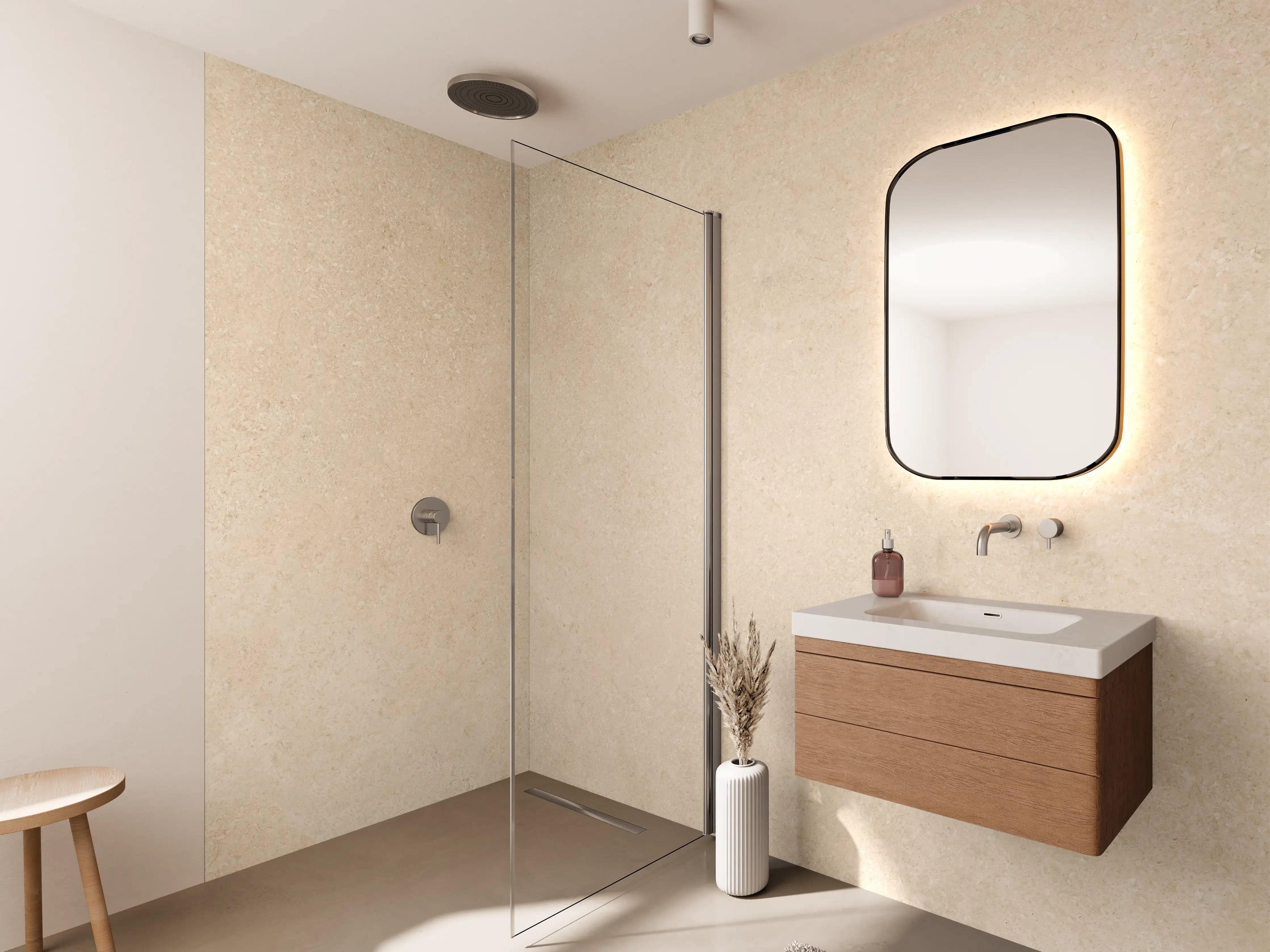 Wandverkleidung Bad - Limestone Marble Cream Texture