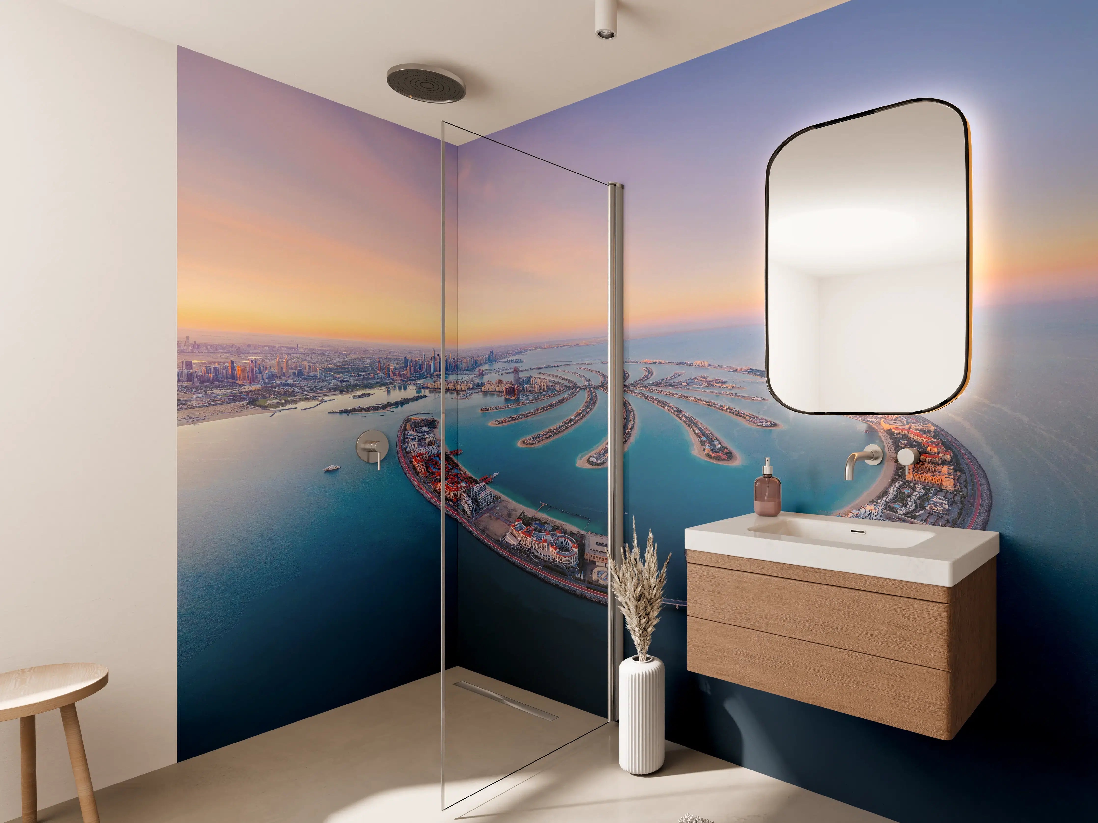 Wandverkleidung Bad - Luftaufnahme von Palm Jumeirah