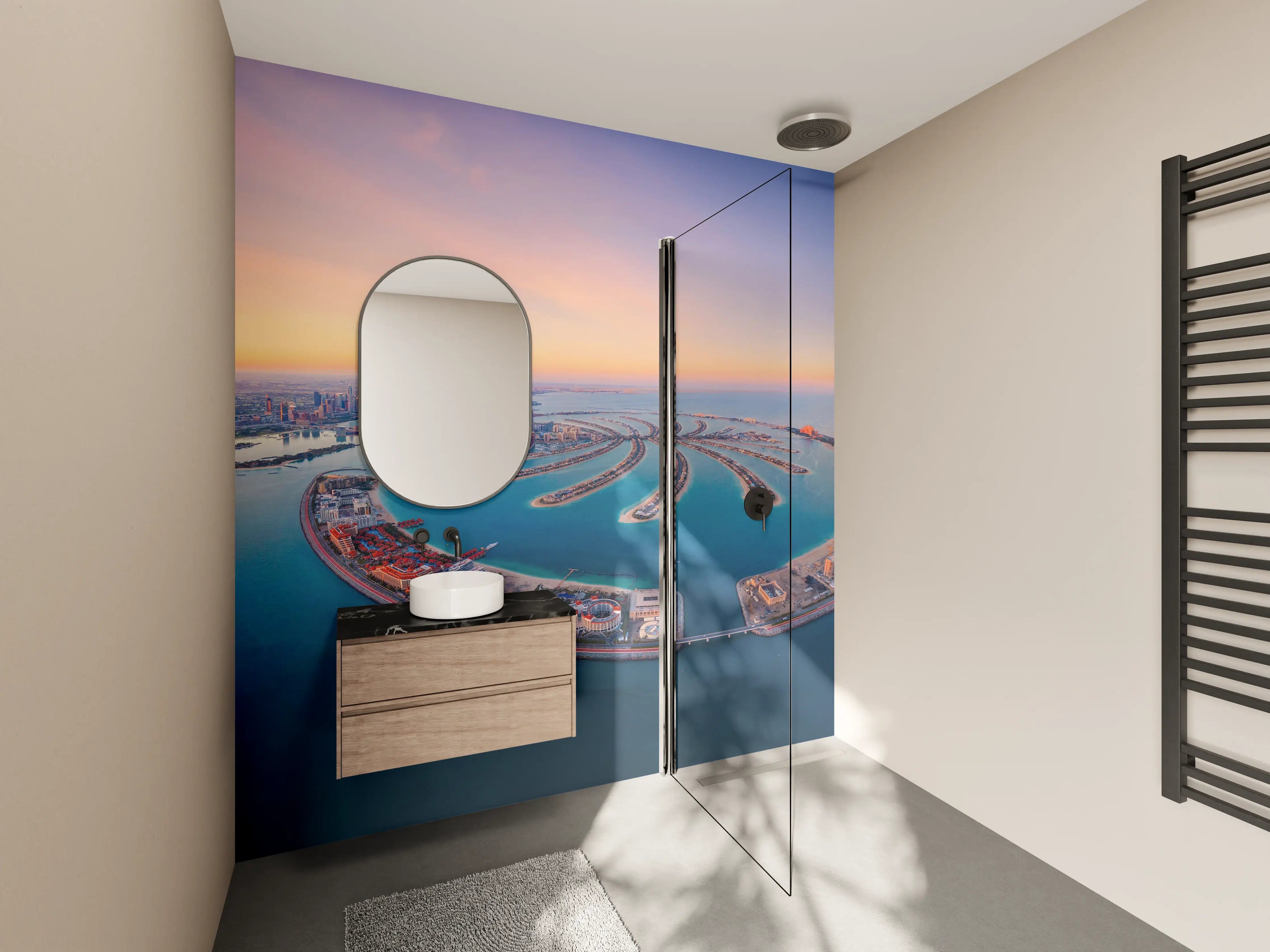 Wandverkleidung Bad - Luftaufnahme von Palm Jumeirah