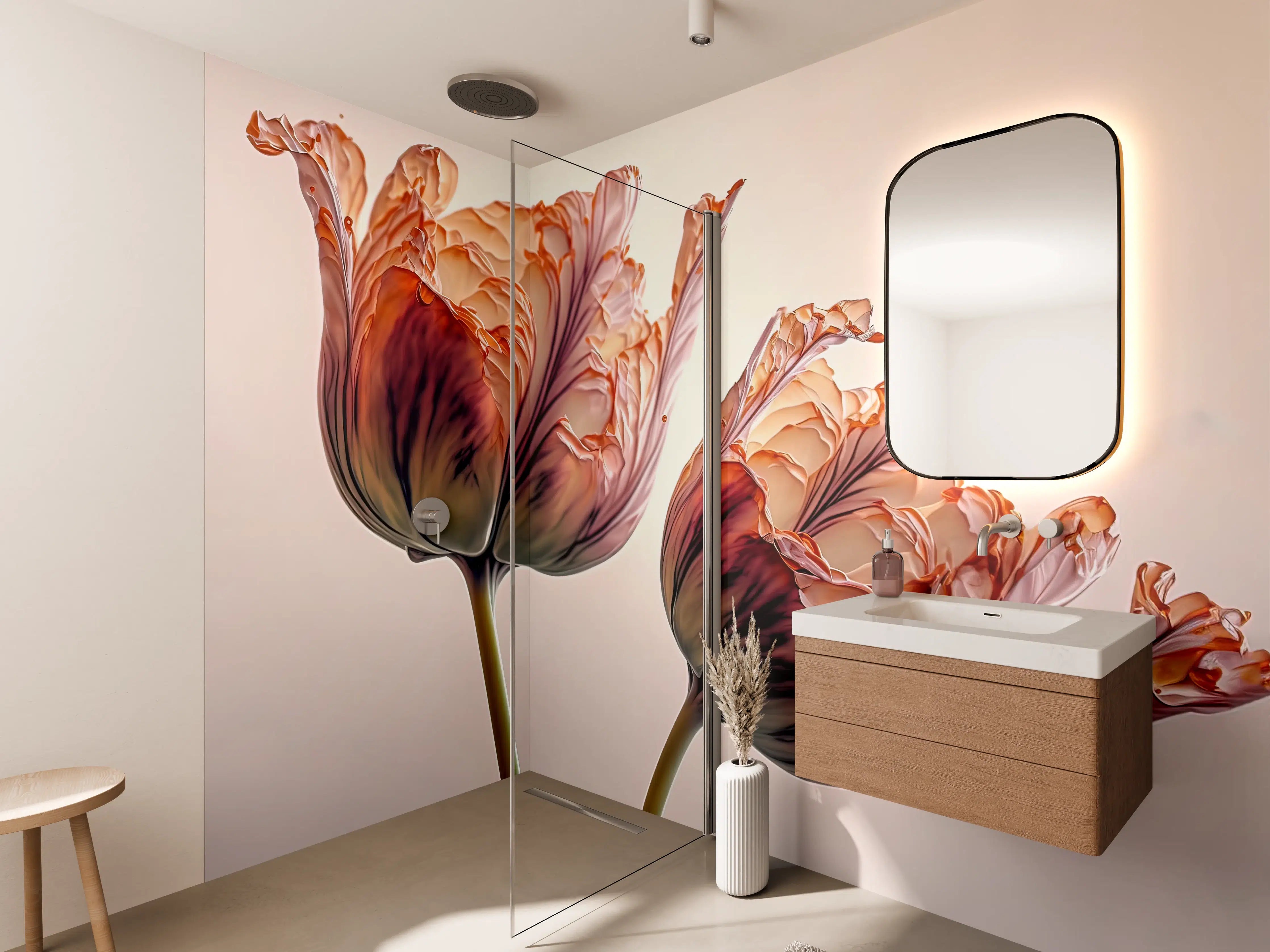 Wandverkleidung Bad - Luxuriöse Abstrakte Tulpen Kunst
