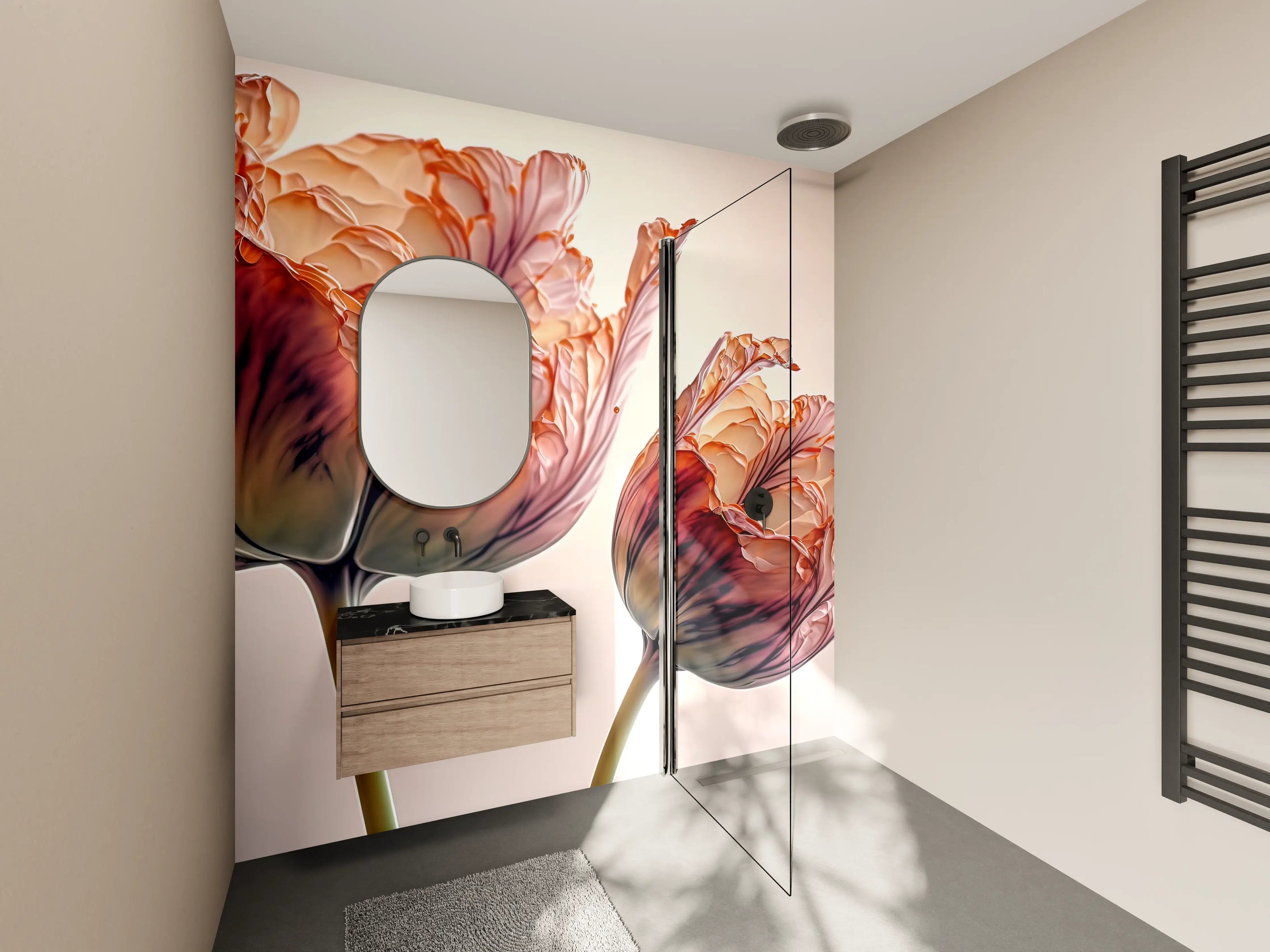 Wandverkleidung Bad - Luxuriöse Abstrakte Tulpen Kunst