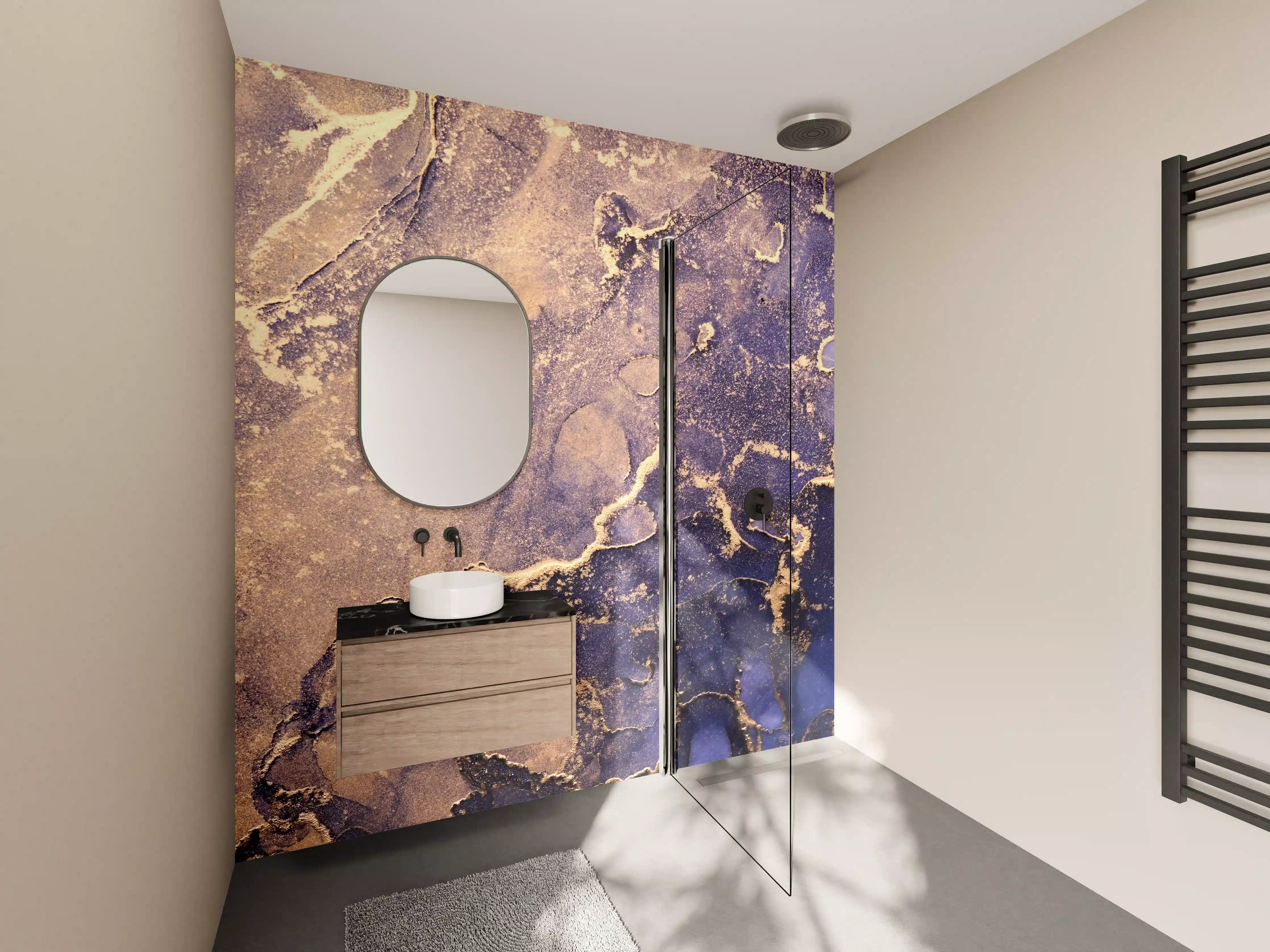 Wandverkleidung Bad - Luxury Blue Gold Marbling