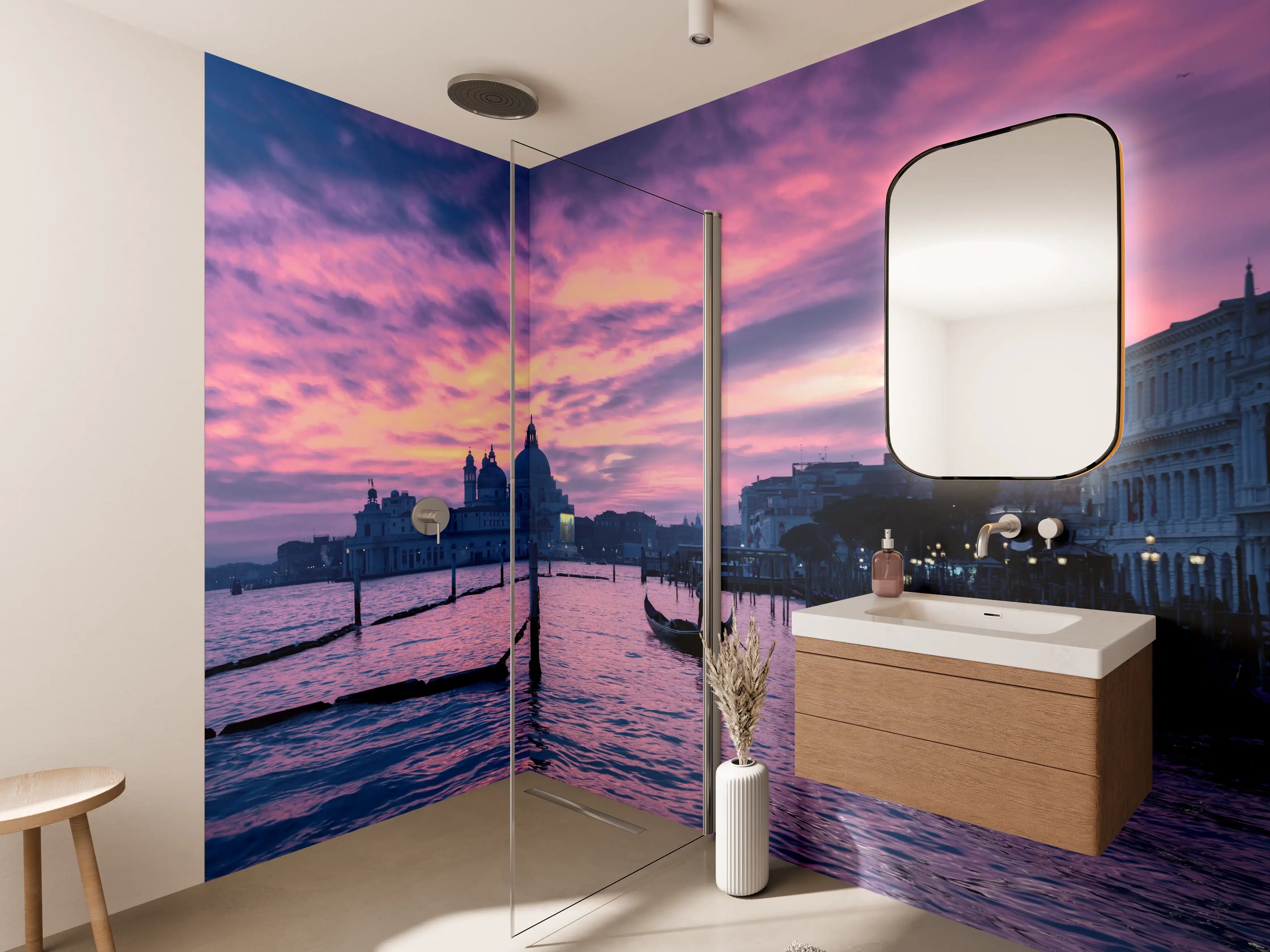 Wandverkleidung Bad - Magischer Sonnenuntergang über Venedig