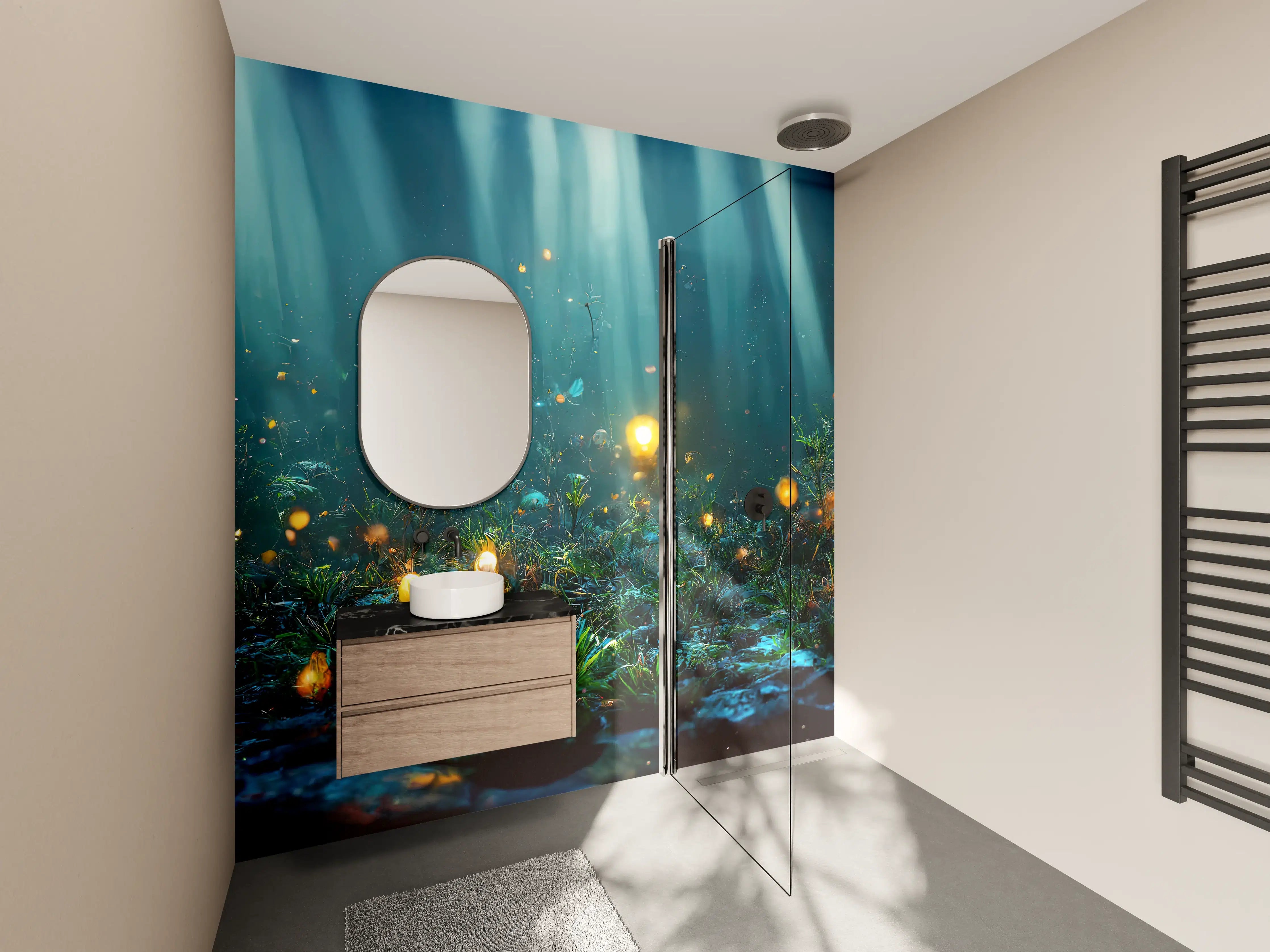 Wandverkleidung Bad - Magisches Unterwasser-Lichtermeer