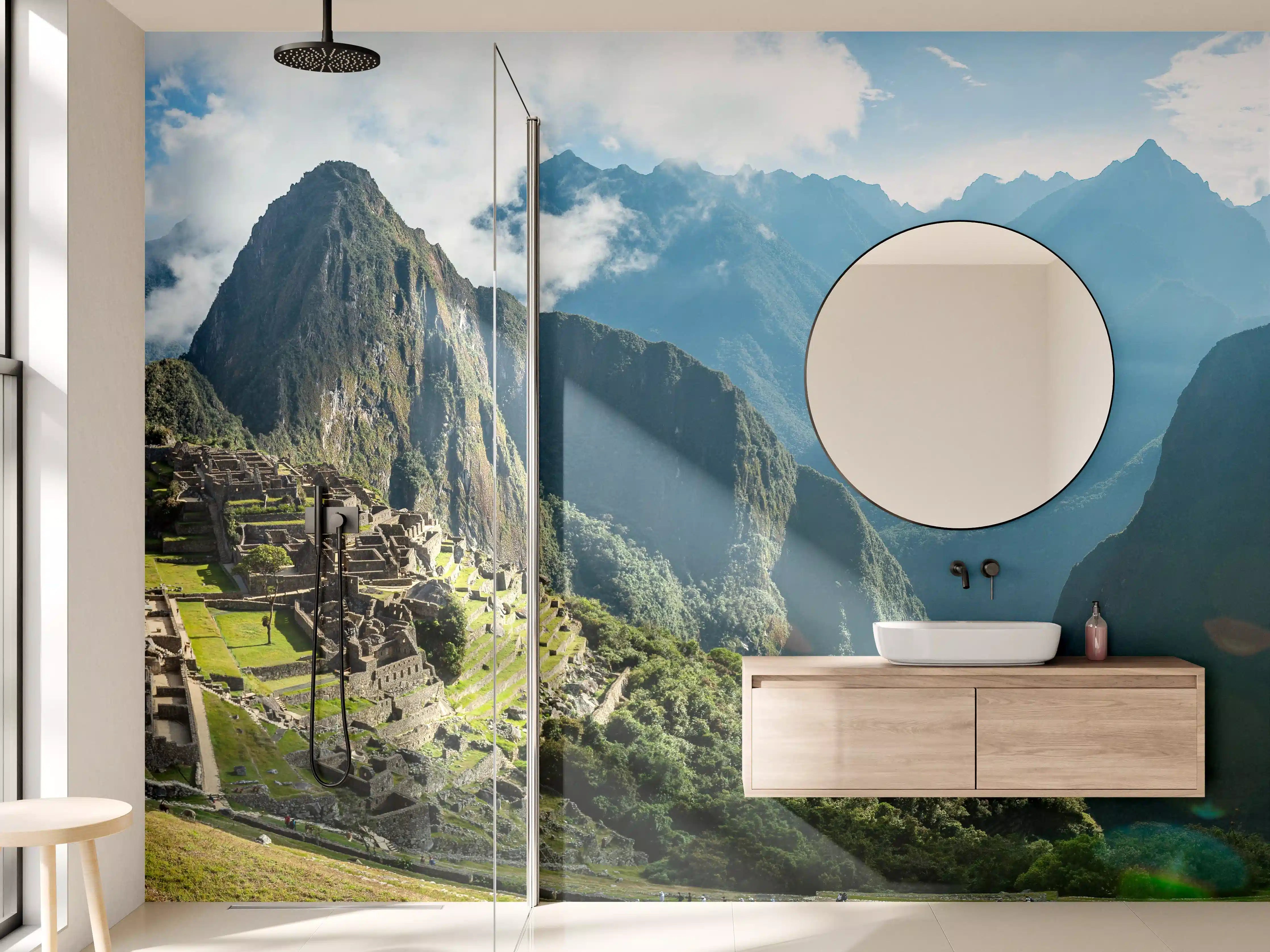 Wandverkleidung Bad - Majestätische Machu Picchu mit Bergpanorama