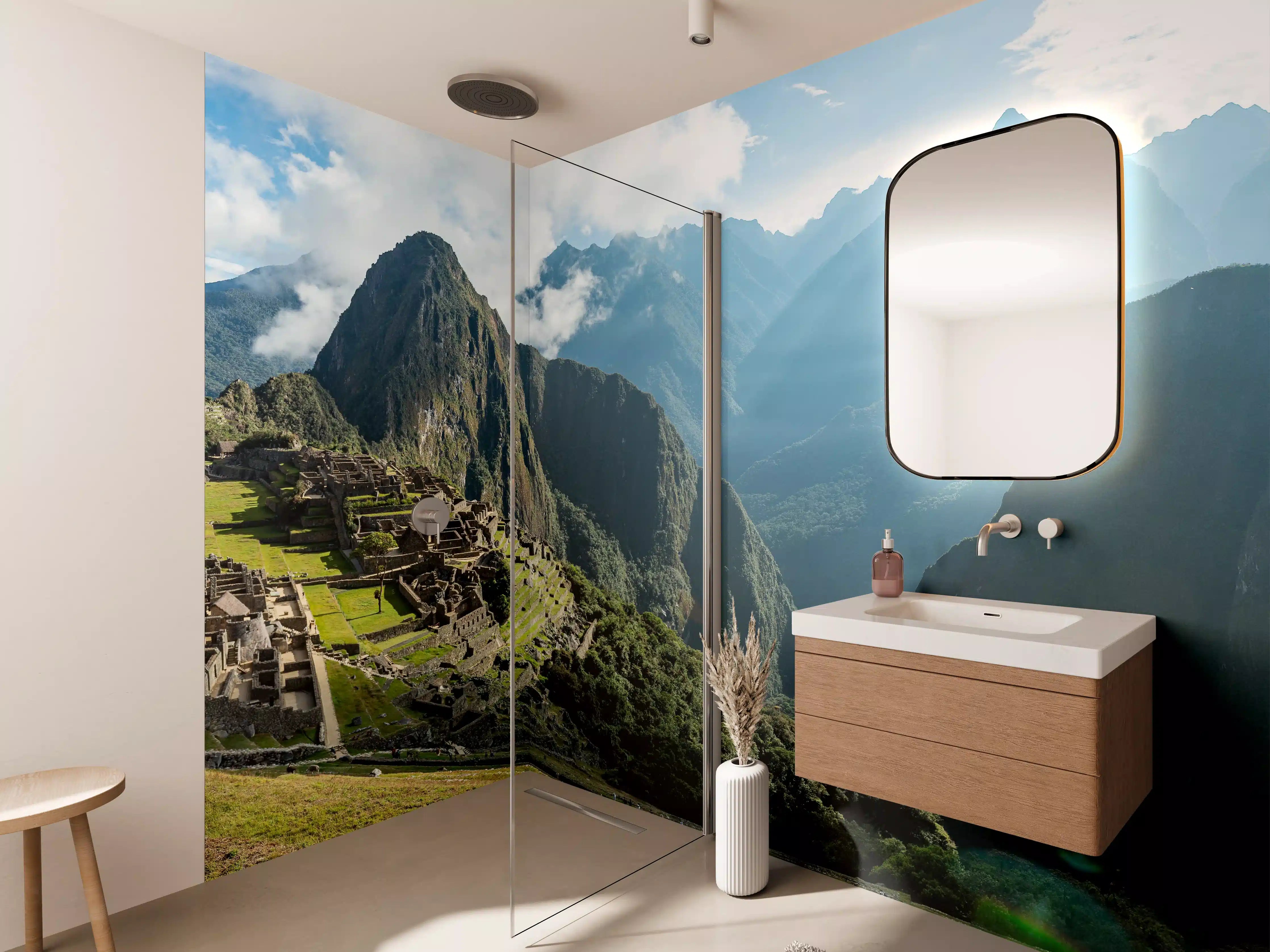 Wandverkleidung Bad - Majestätische Machu Picchu mit Bergpanorama
