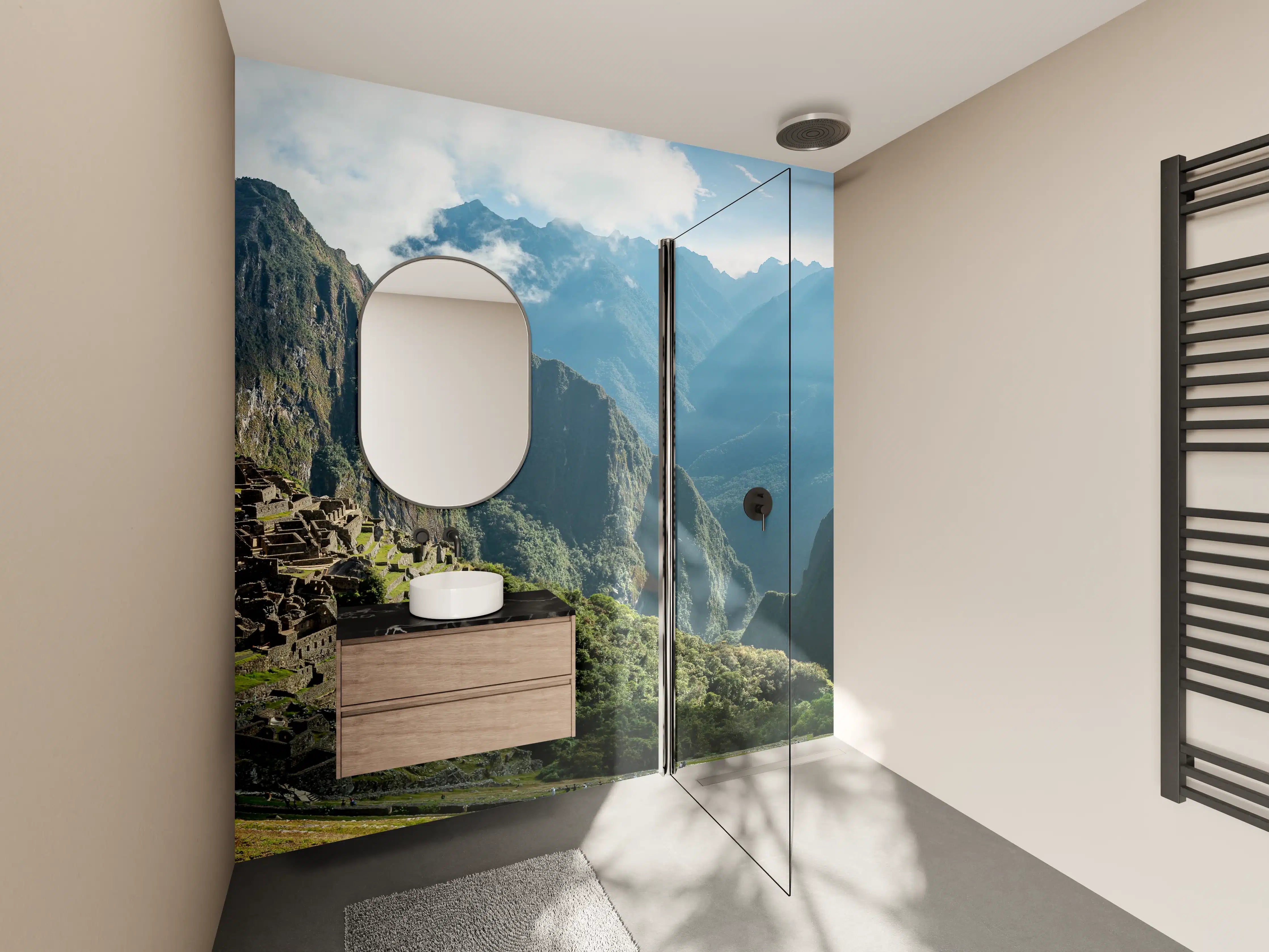 Wandverkleidung Bad - Majestätische Machu Picchu mit Bergpanorama