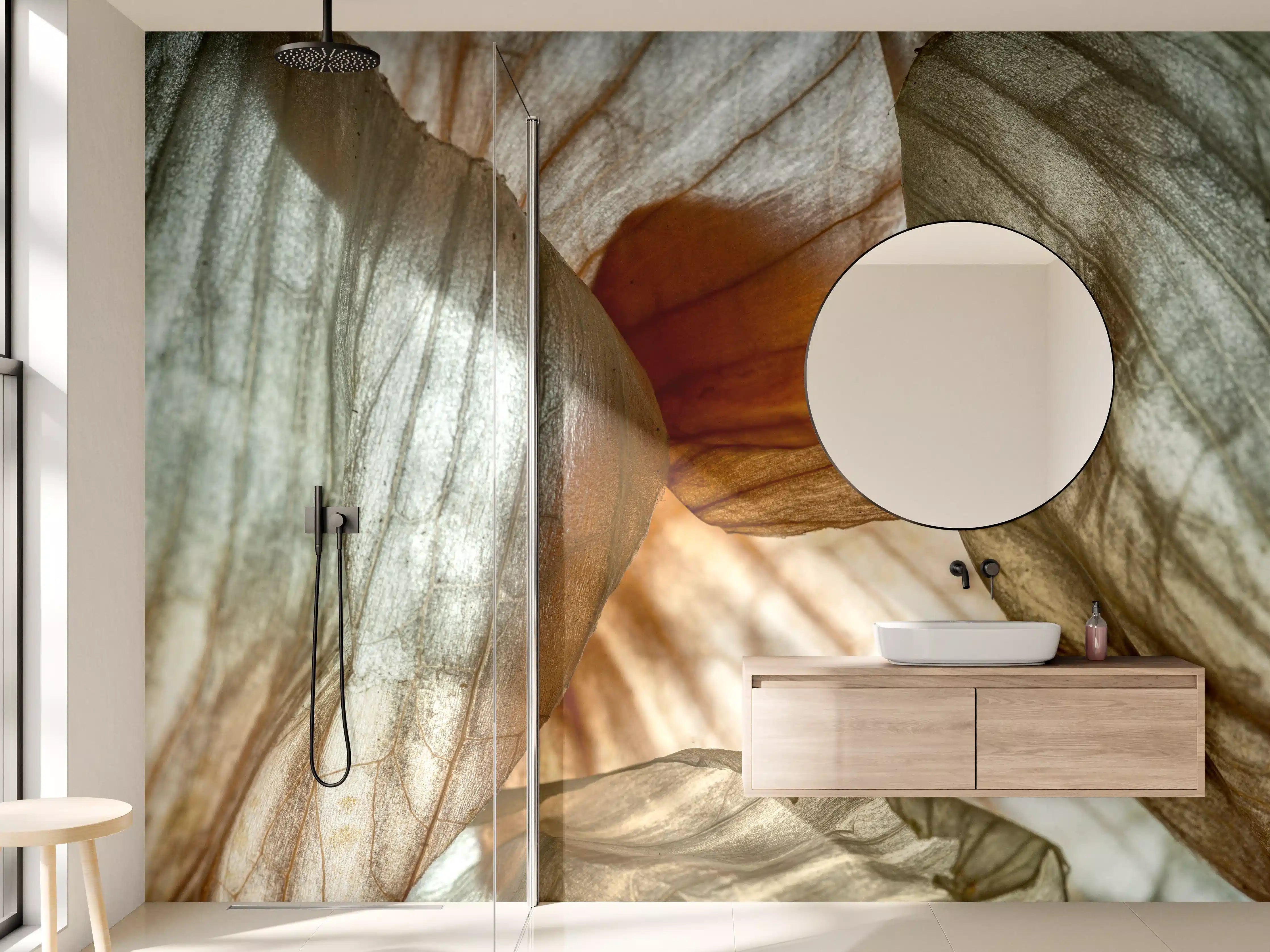Wandverkleidung Bad - Makrofotografie der Schalenblatttextur einer Zwiebel