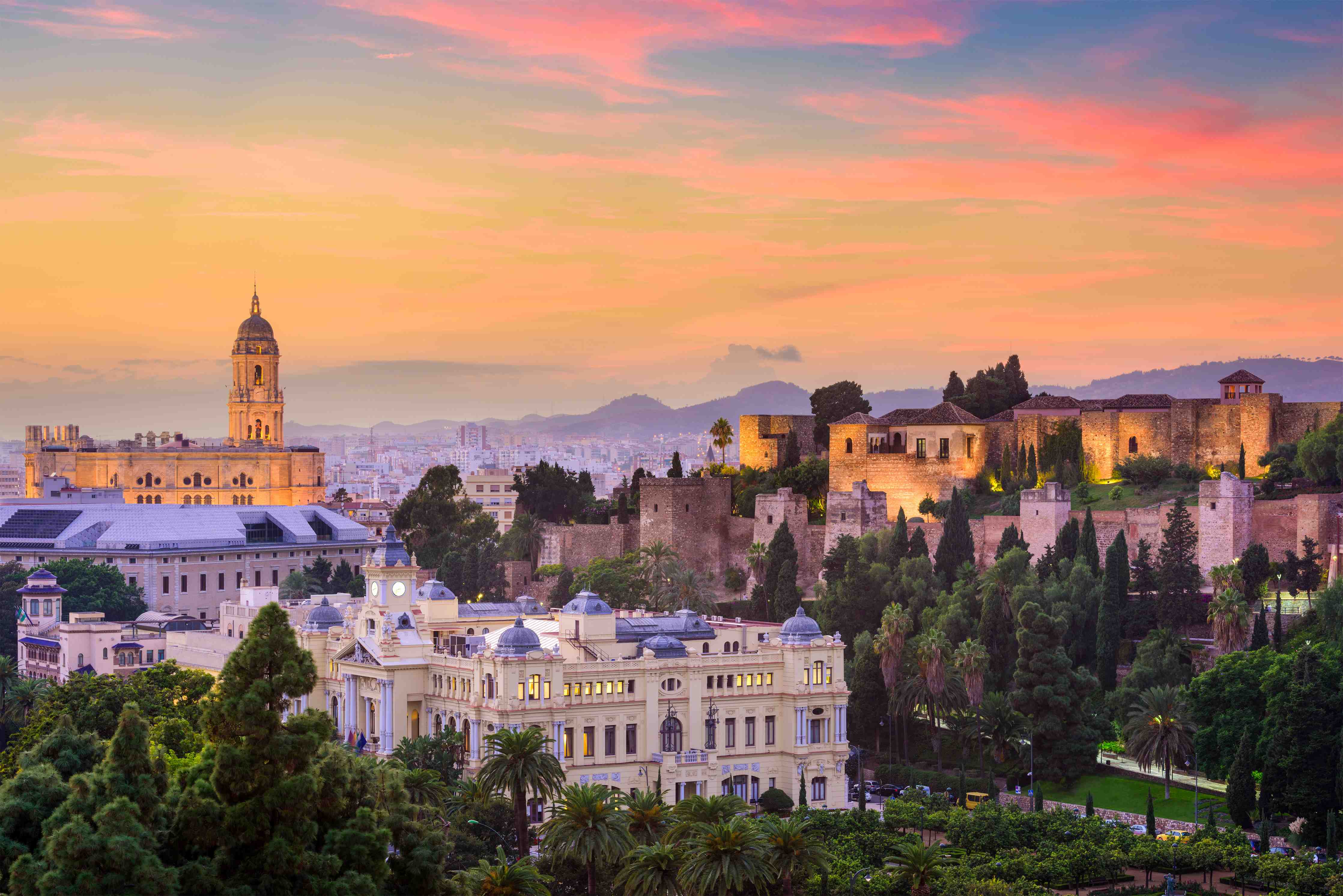 Wandverkleidung Bad-Malaga Skyline Dämmerungsfarben
