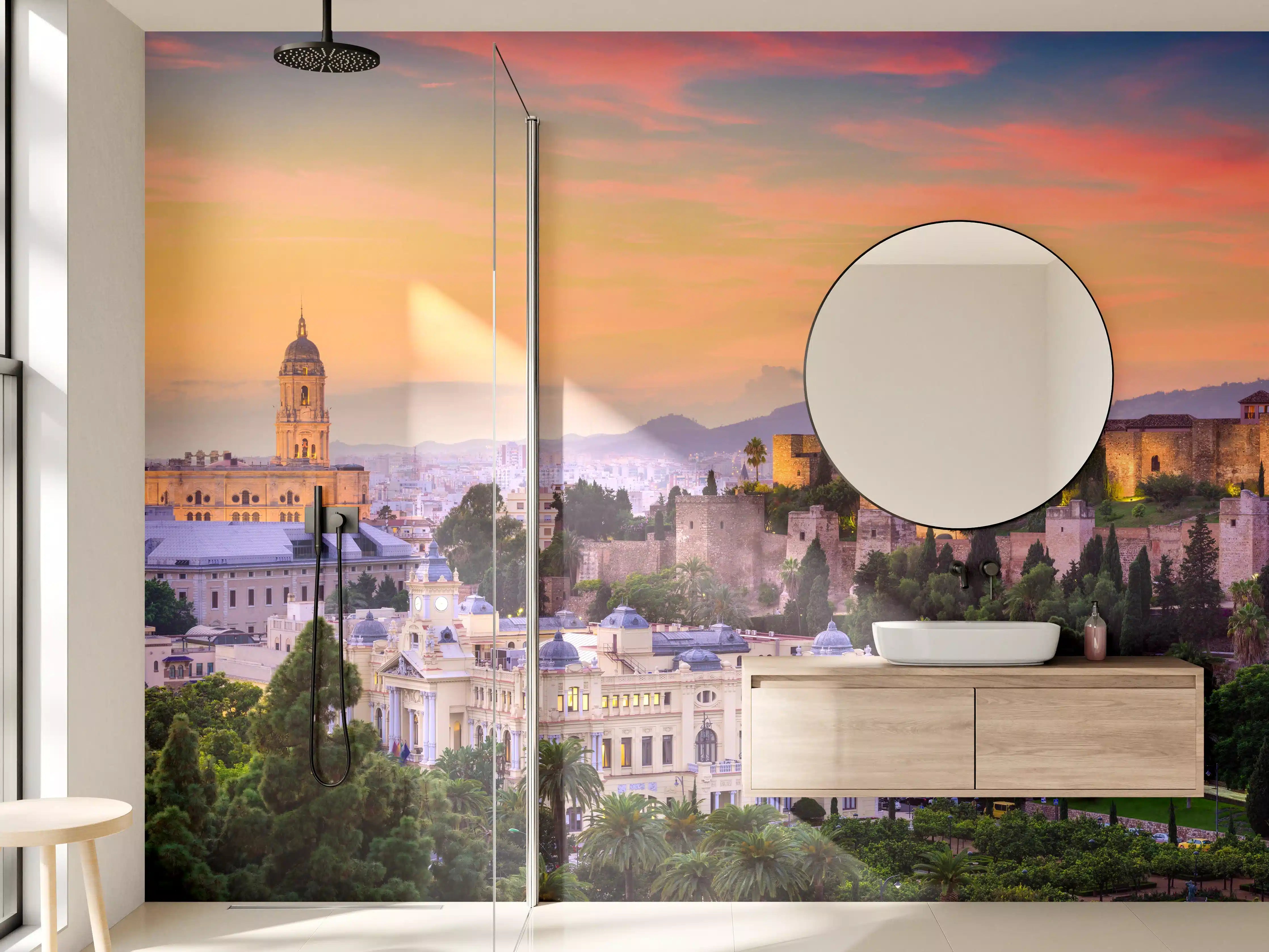 Wandverkleidung Bad - Malaga Skyline Dämmerungsfarben