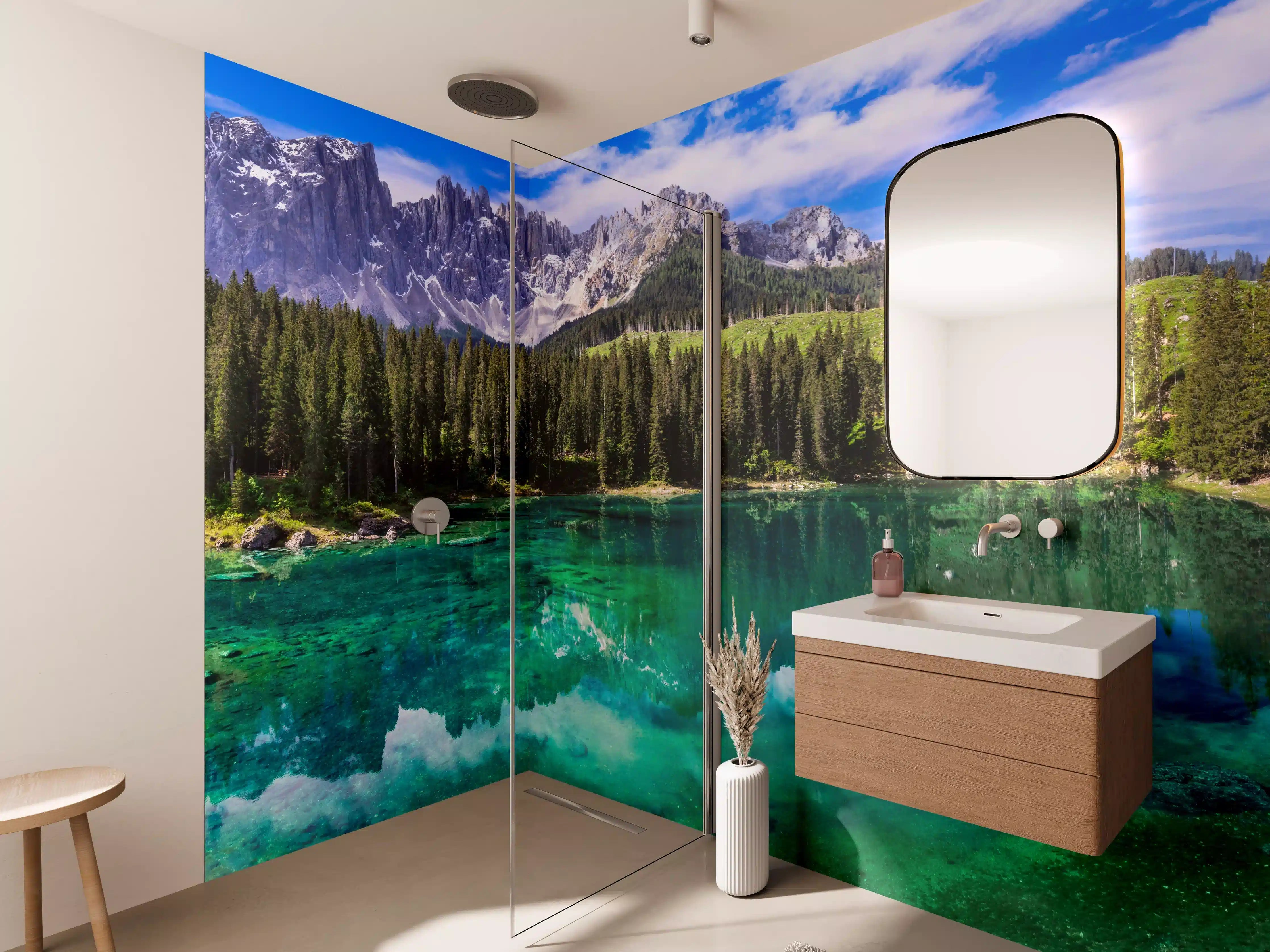 Wandverkleidung Bad - Malerische Bergsee Landschaftsaufnahme