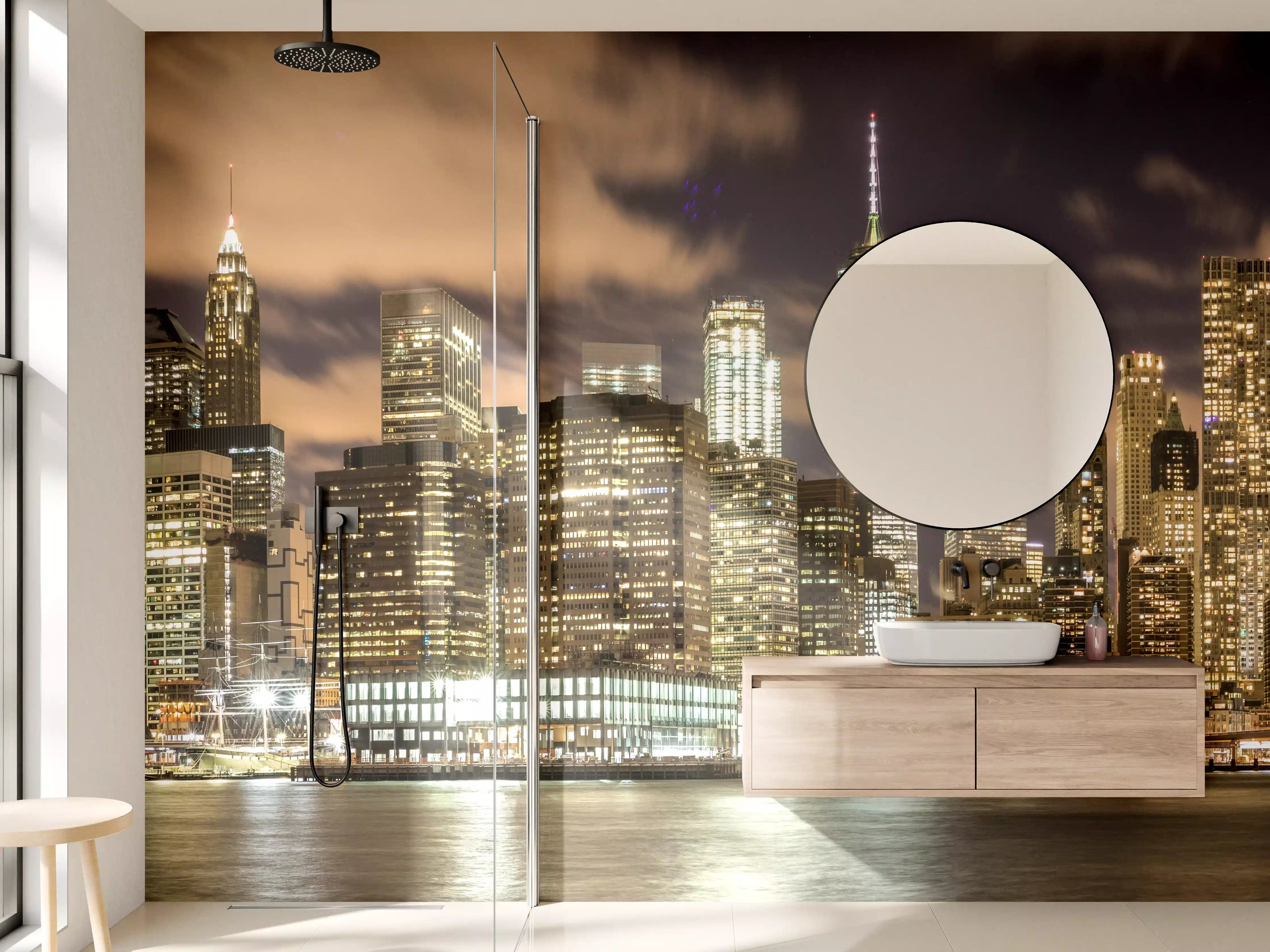 Wandverkleidung Bad - Manhattan Skyline im Glanz der Nacht