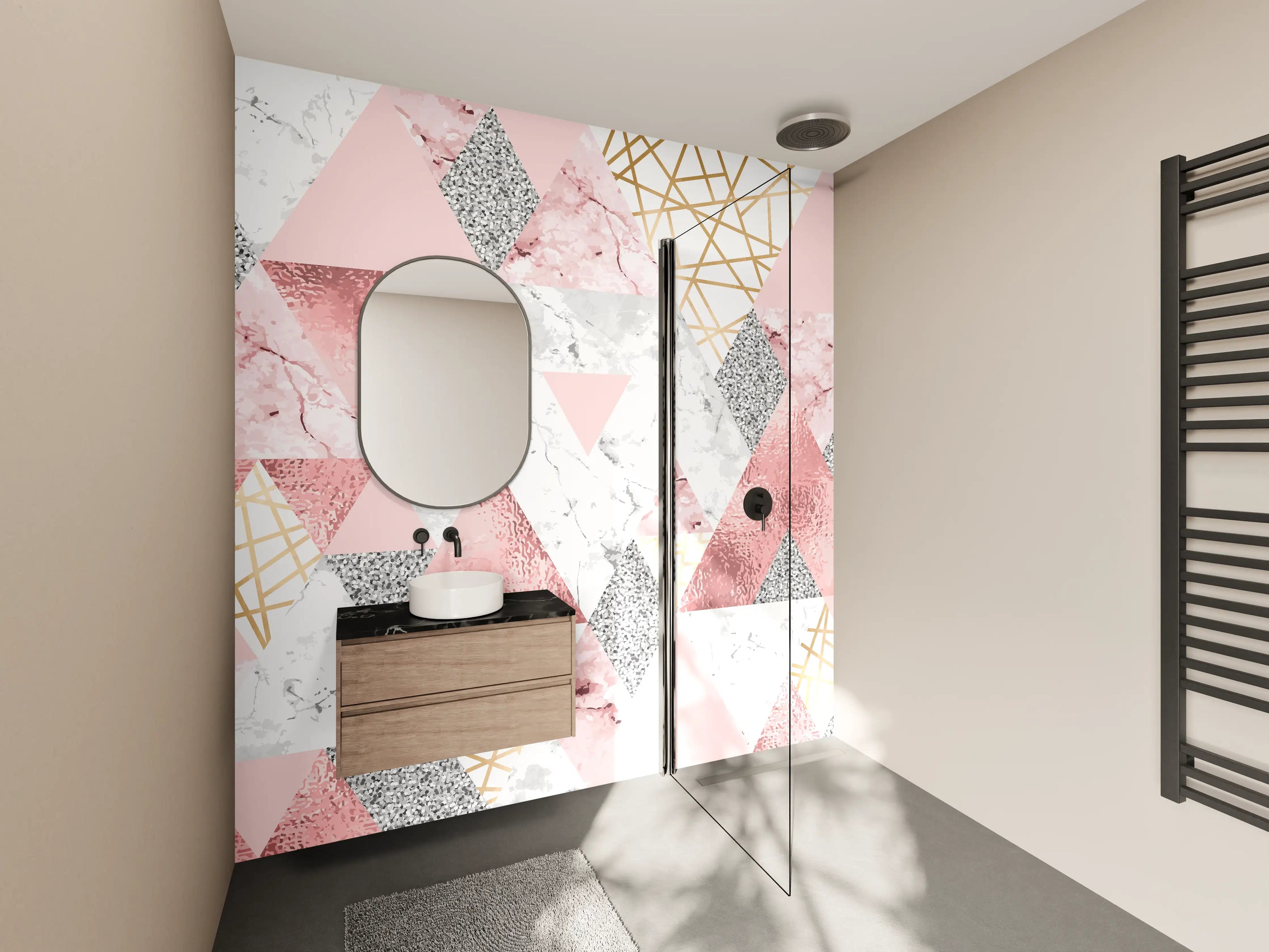Wandverkleidung Bad - Marble Pattern Rosa Gold Dekor