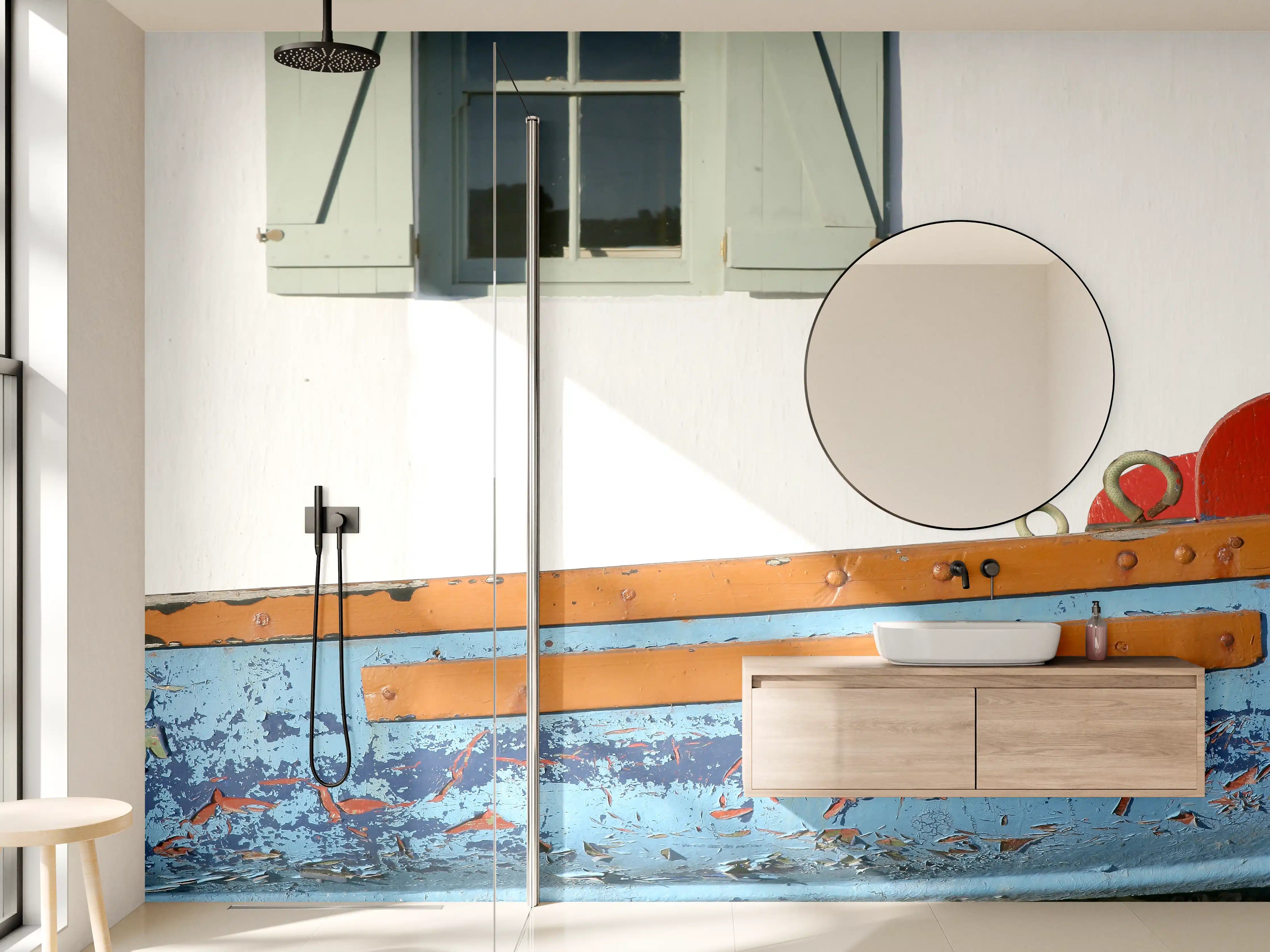 Wandverkleidung Bad - Maritimes Fenster & Boot
