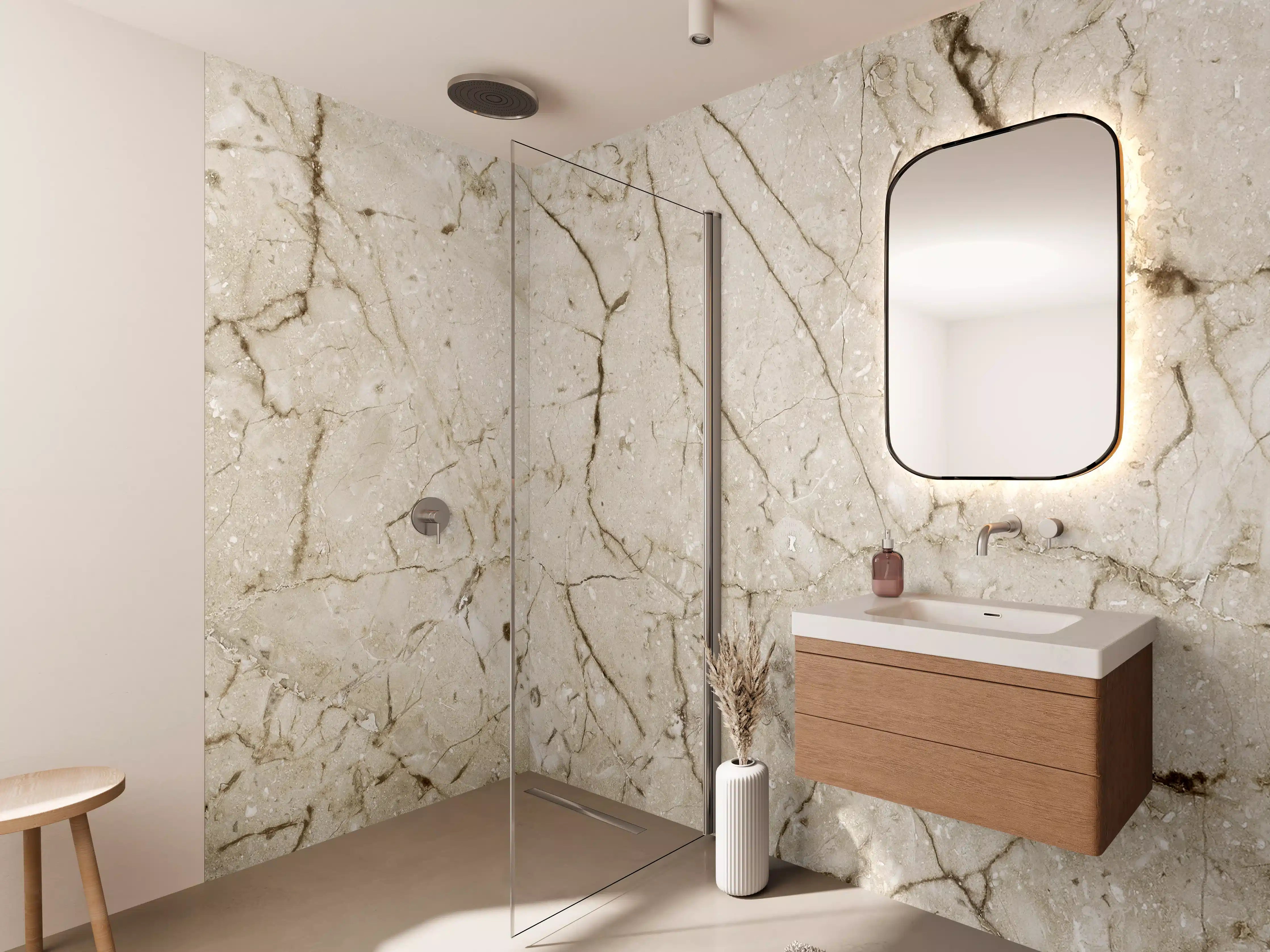 Wandverkleidung Bad - Marmor Hintergrund - Beige