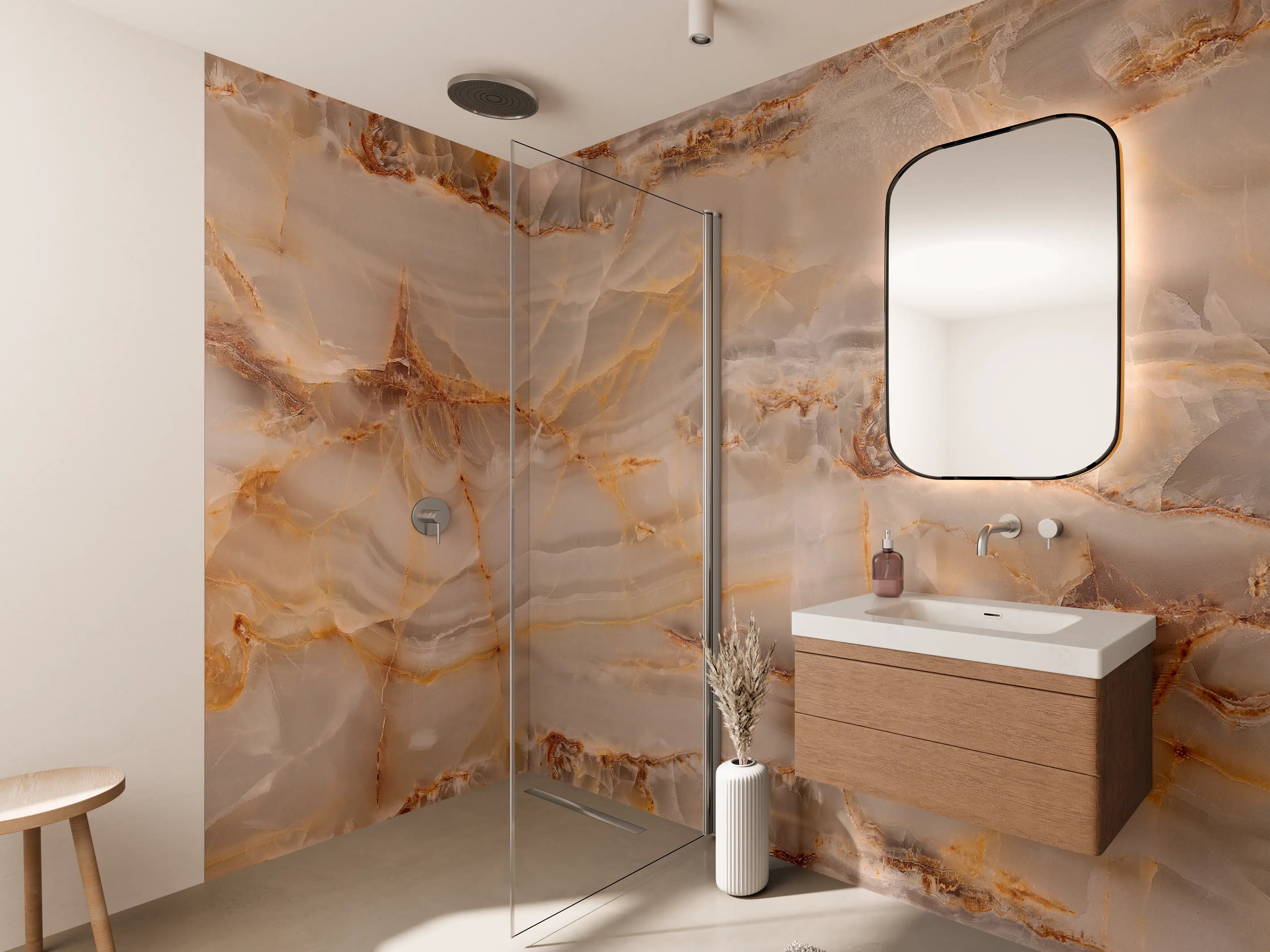 Wandverkleidung Bad - Marmor Onyx Struktur