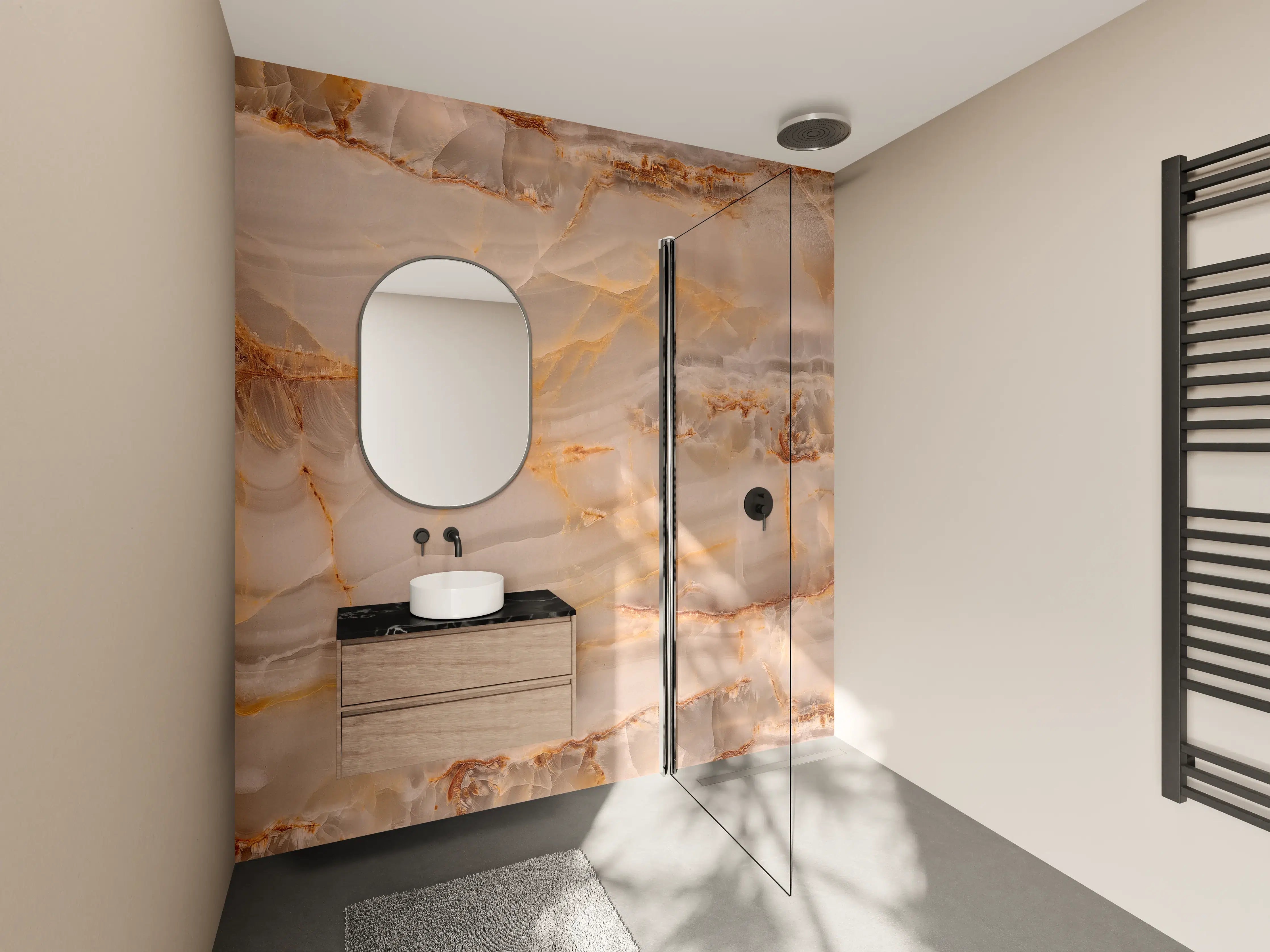 Wandverkleidung Bad - Marmor Onyx Struktur