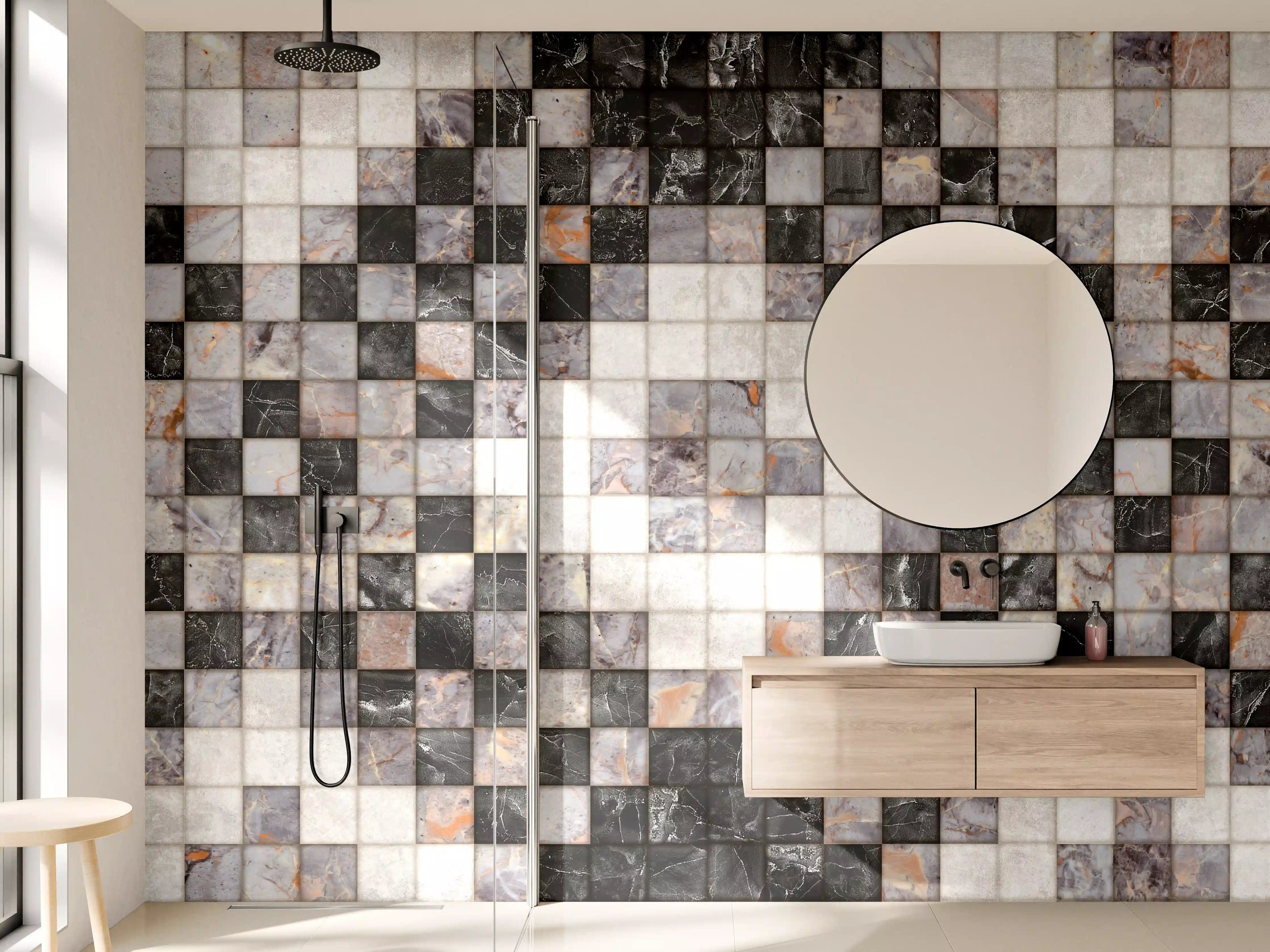 Wandverkleidung Bad - Marmor Textur - Retro-Muster 