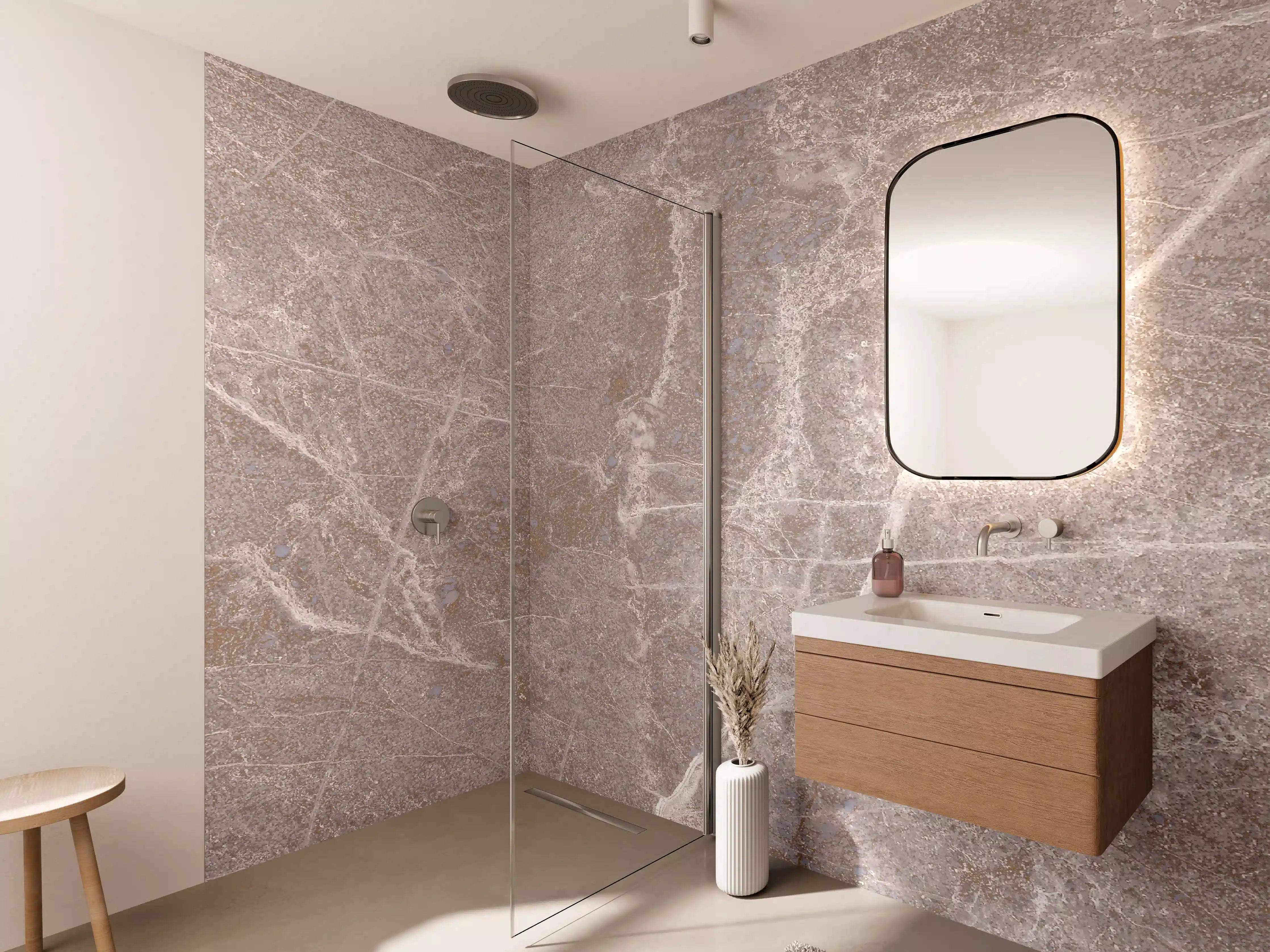 Wandverkleidung Bad - Marmor Textur - Rosa